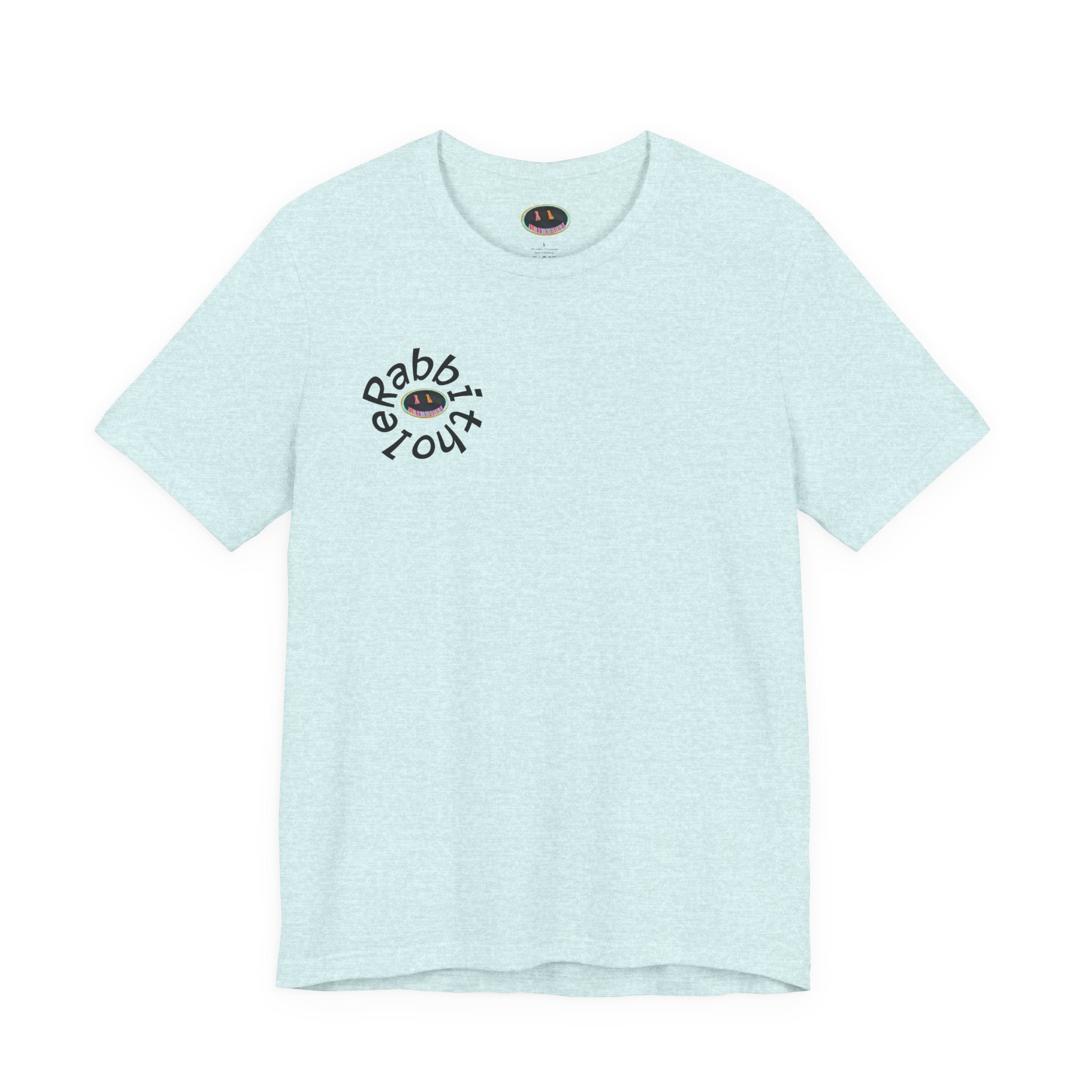 Post-Apocalyptic Streetwear Tee — 'Rabbit You' Minimal Front Logo with Dystopian Back Graphic