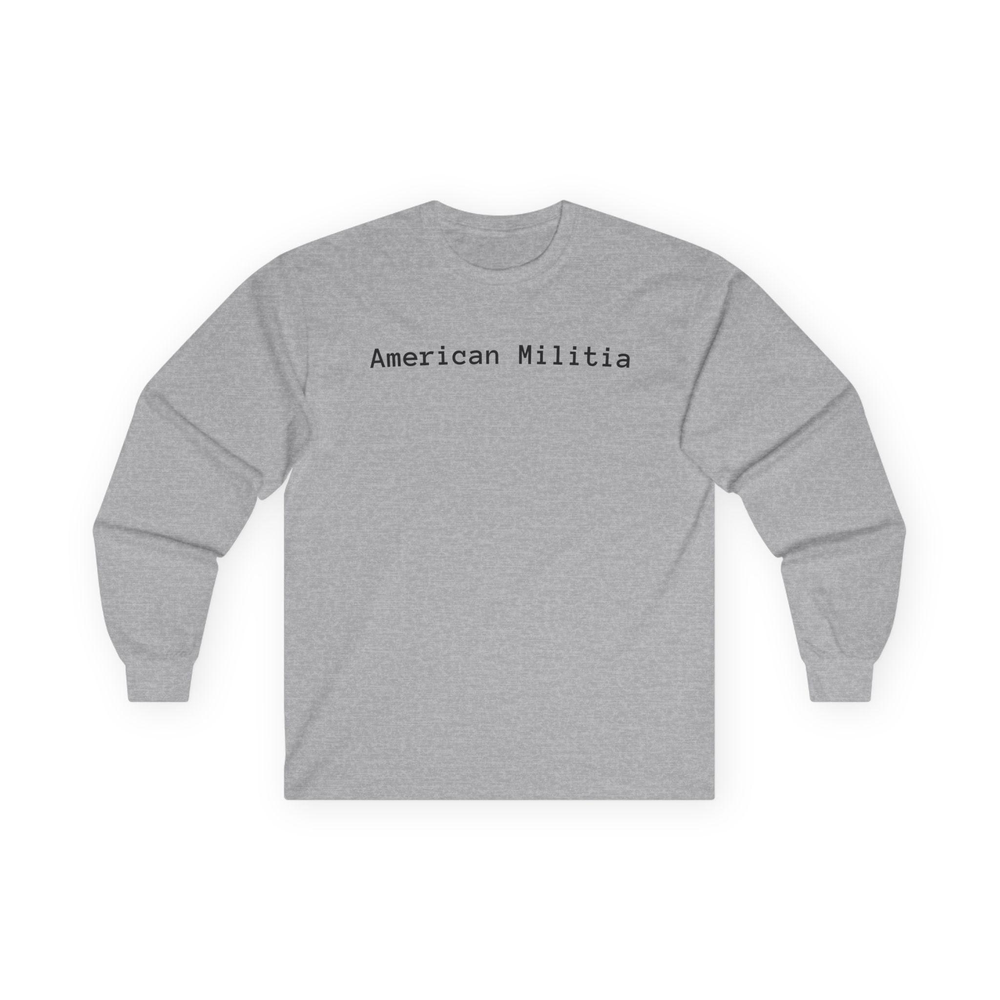 American Militia Long Sleeve Tee — Post‑Apocalyptic Silhouette Graphic