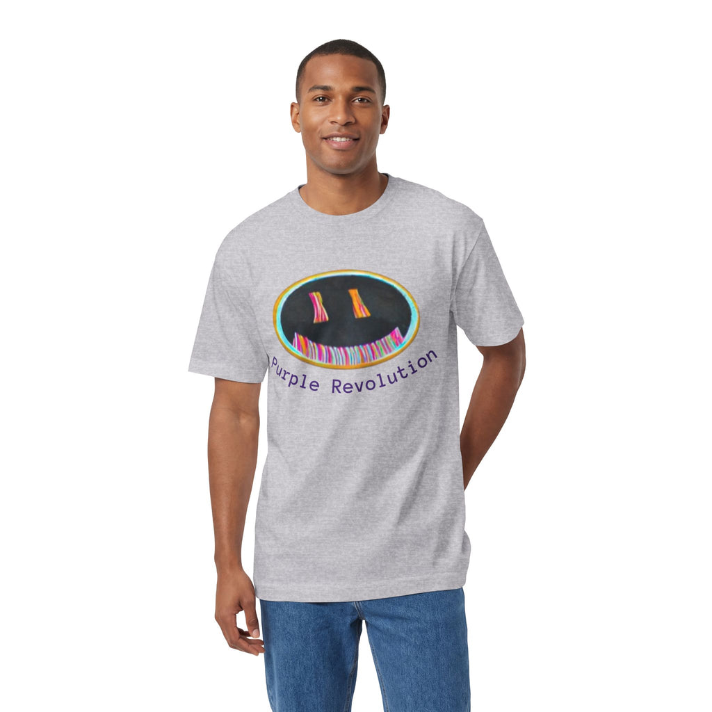 Graphic Tee — "Purple Revolution" Smiley Piano Design