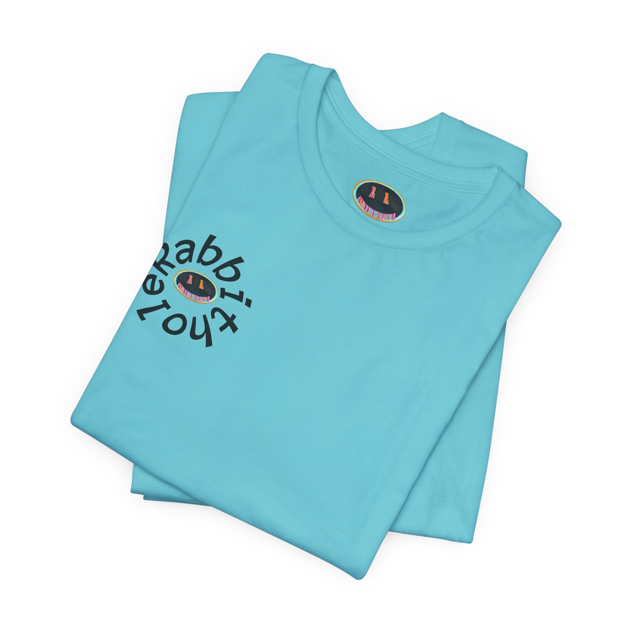 Post-Apocalyptic Streetwear Tee — 'Rabbit You' Minimal Front Logo with Dystopian Back Graphic