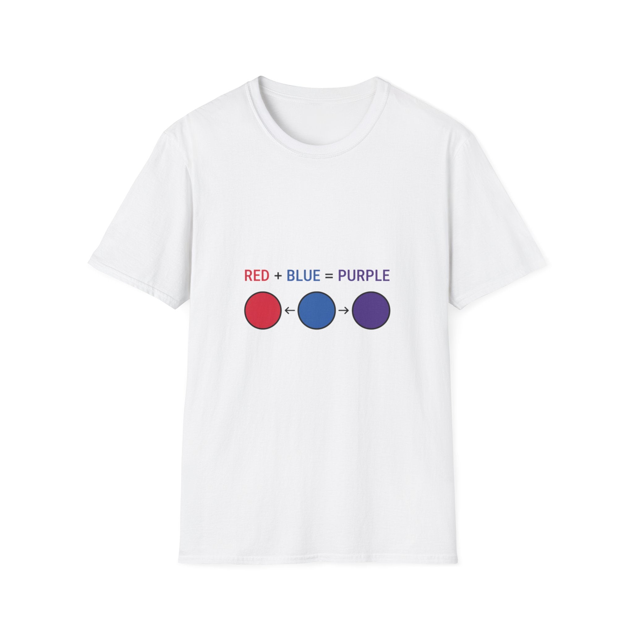 T-Shirt — "Red + Blue = Purple" Color Mixing Graphic Tee