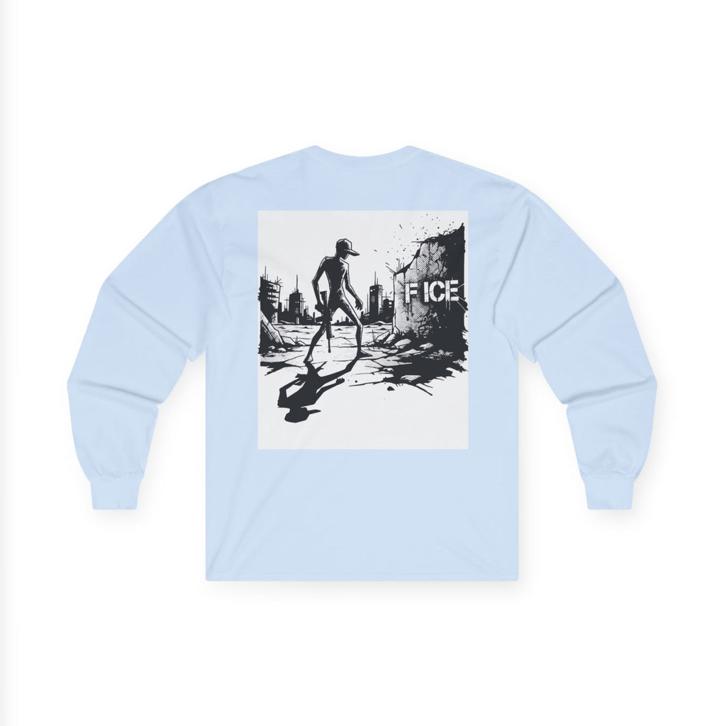 American Militia Long Sleeve Tee — Post‑Apocalyptic Silhouette Graphic