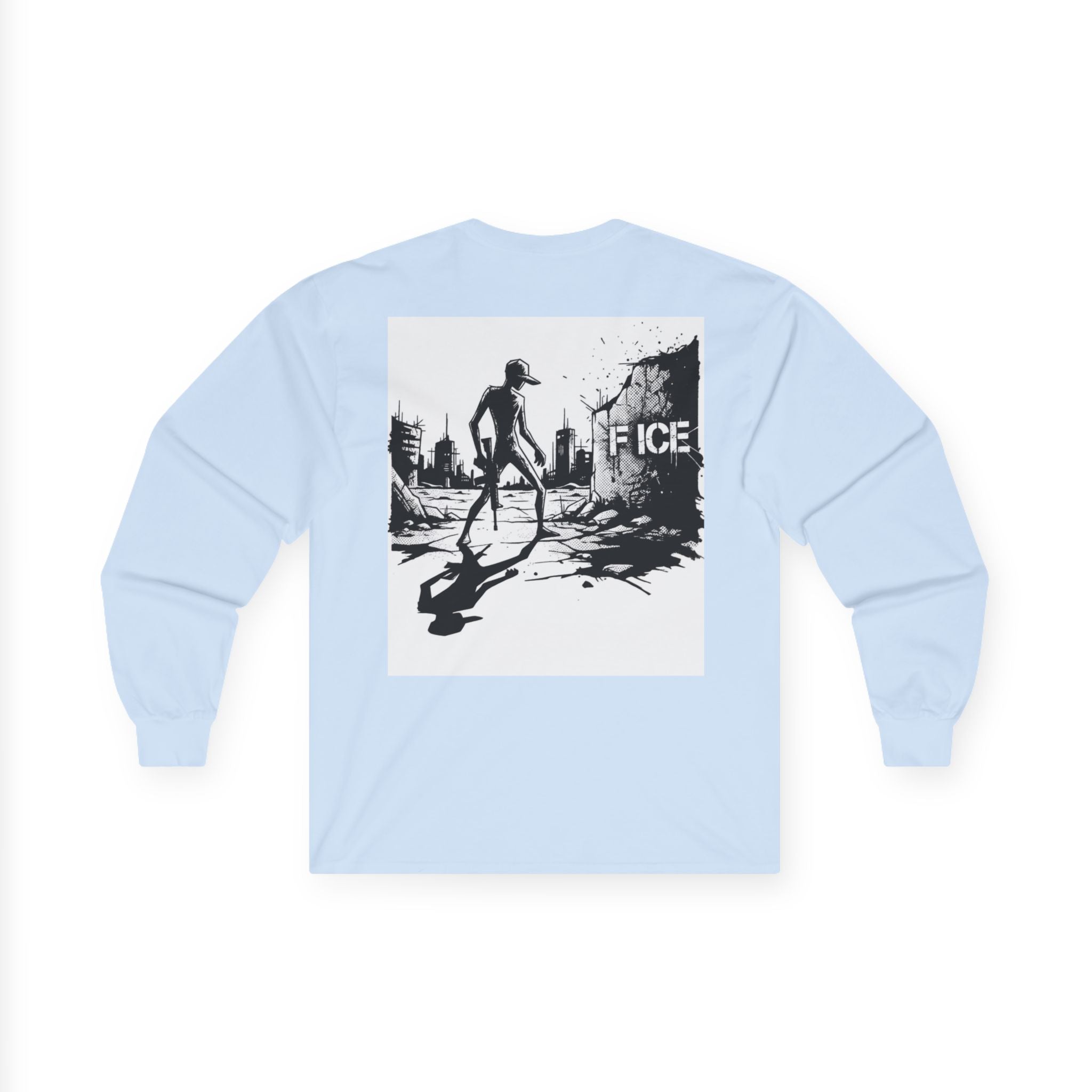 American Militia Long Sleeve Tee — Post‑Apocalyptic Silhouette Graphic