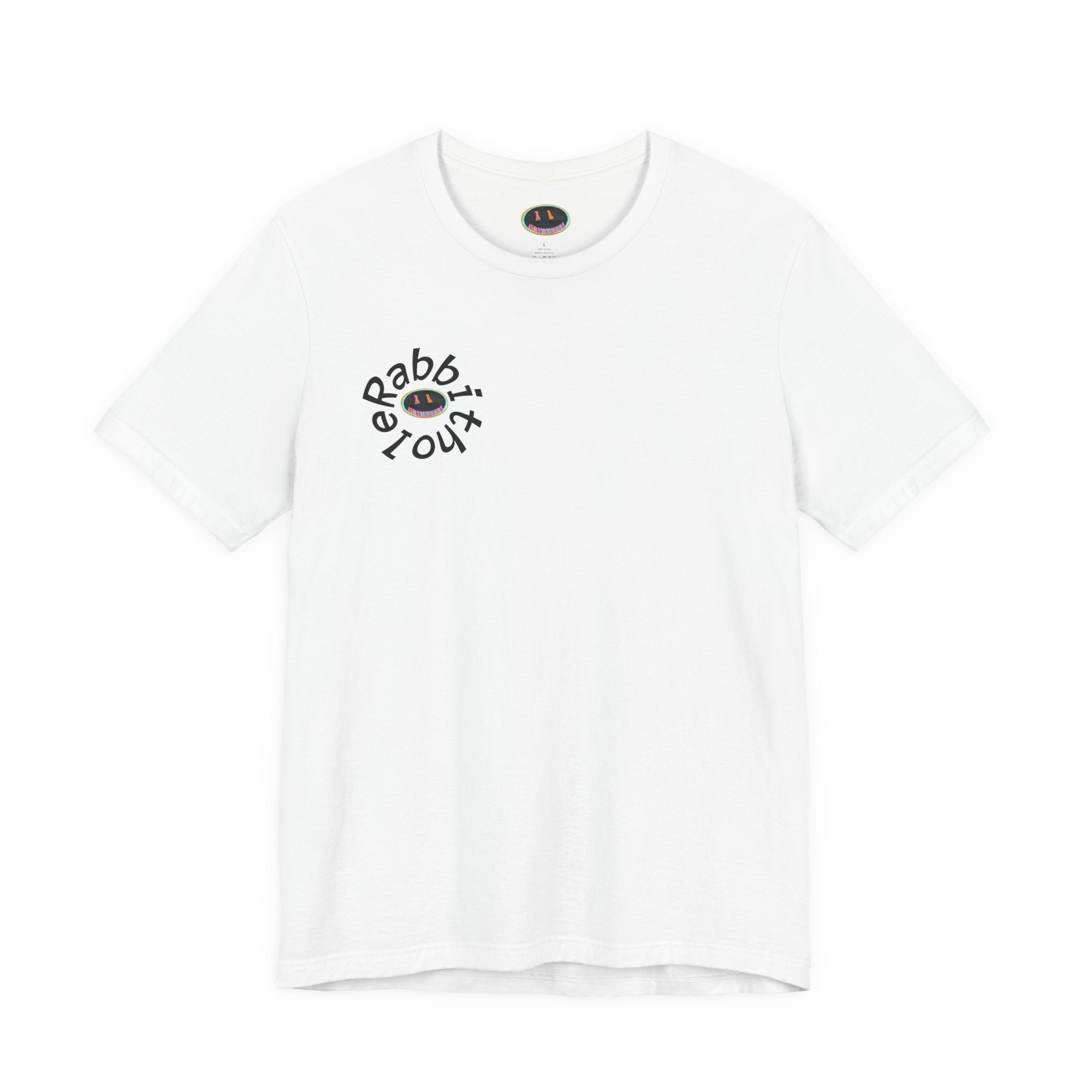 Post-Apocalyptic Streetwear Tee — 'Rabbit You' Minimal Front Logo with Dystopian Back Graphic