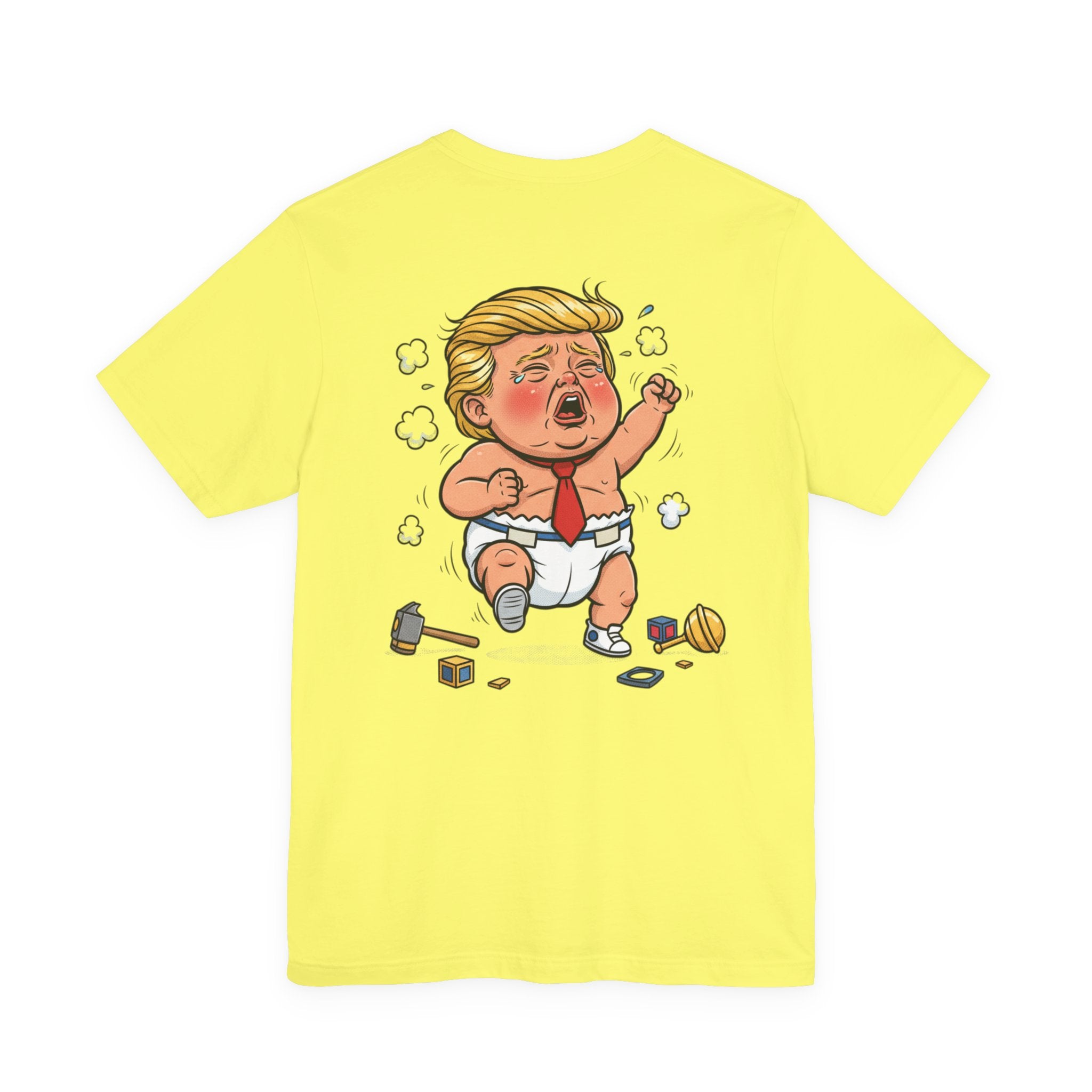 Graphic Tee — Baby Trump Tantrum Cartoon Back Print