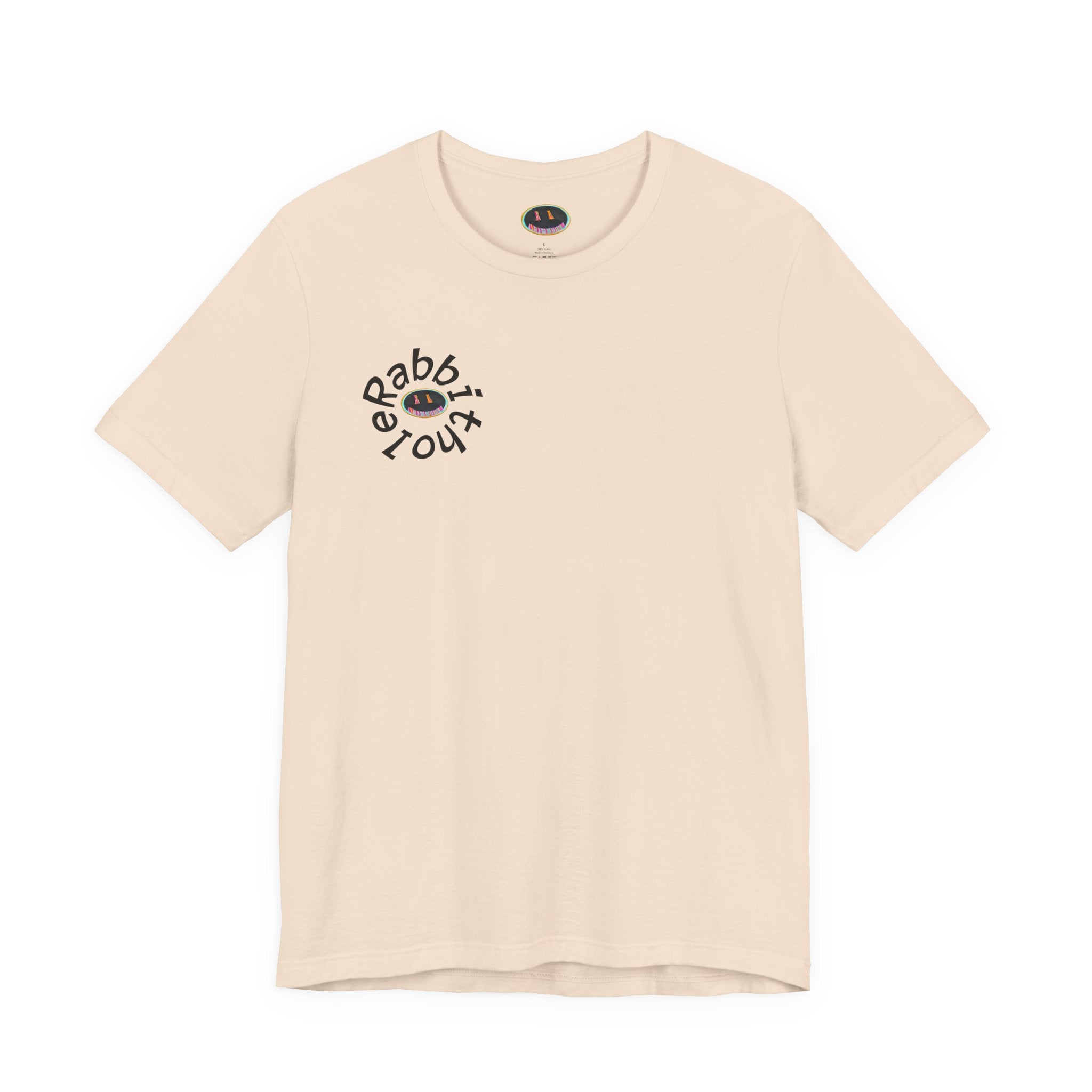 Post-Apocalyptic Streetwear Tee — 'Rabbit You' Minimal Front Logo with Dystopian Back Graphic