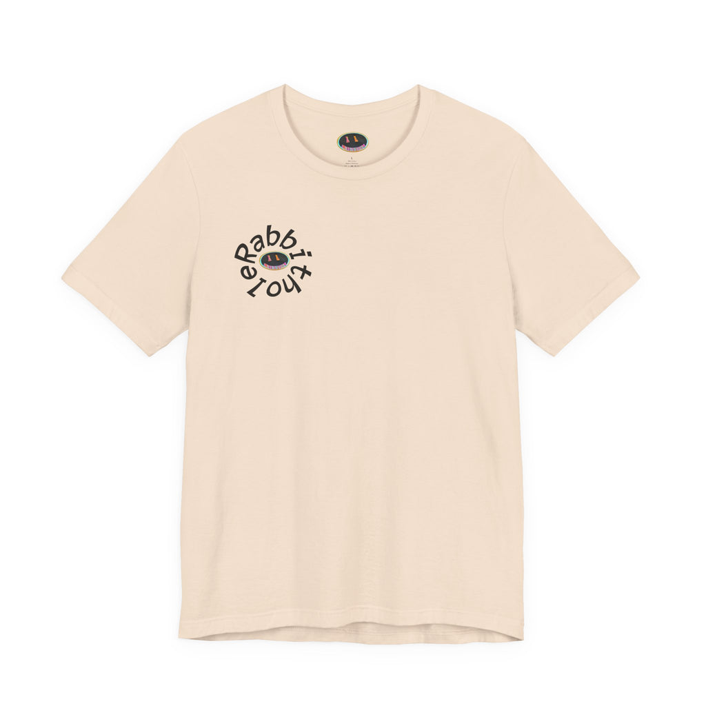 Post-Apocalyptic Streetwear Tee — 'Rabbit You' Minimal Front Logo with Dystopian Back Graphic