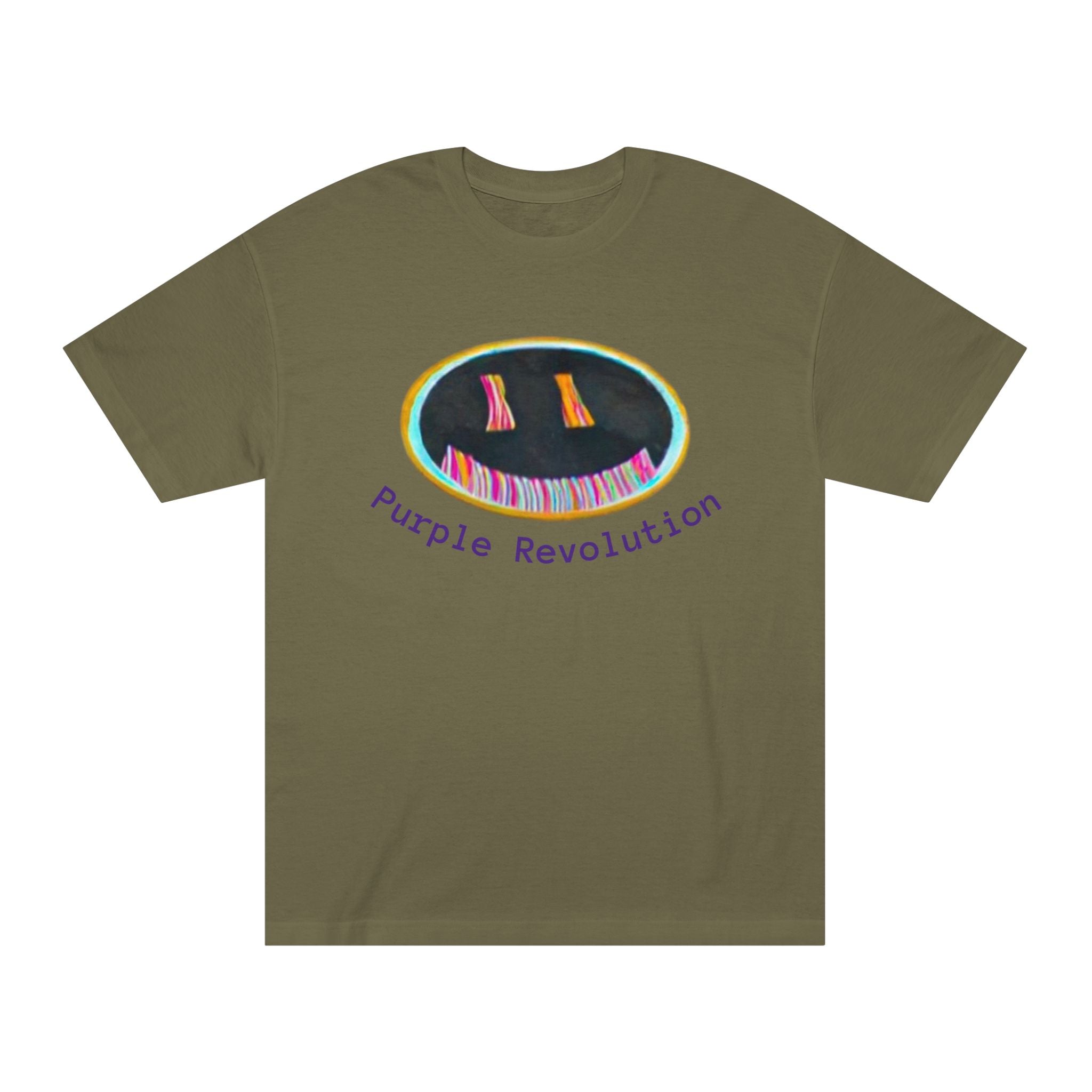 Graphic Tee — "Purple Revolution" Smiley Piano Design