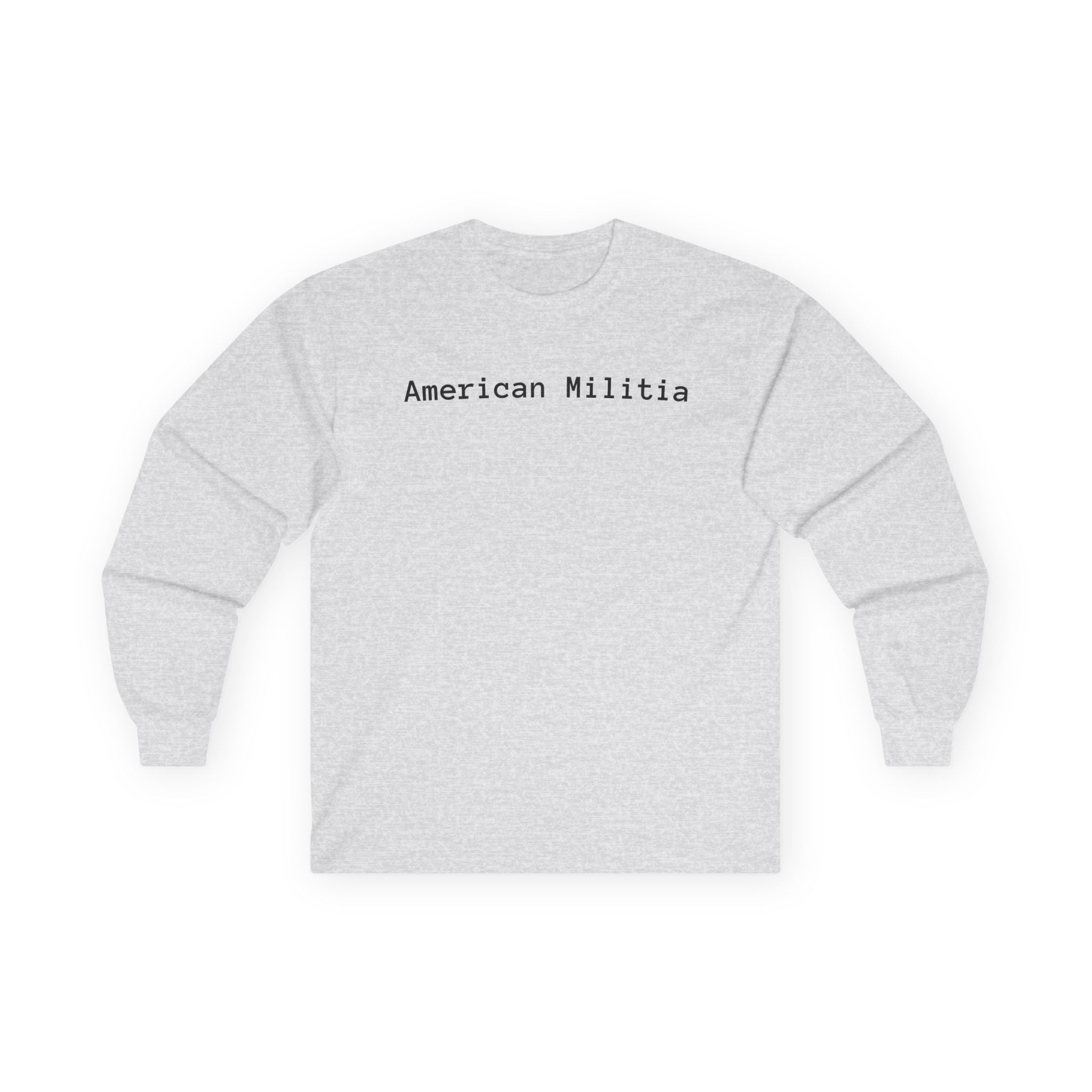 American Militia Long Sleeve Tee — Post‑Apocalyptic Silhouette Graphic