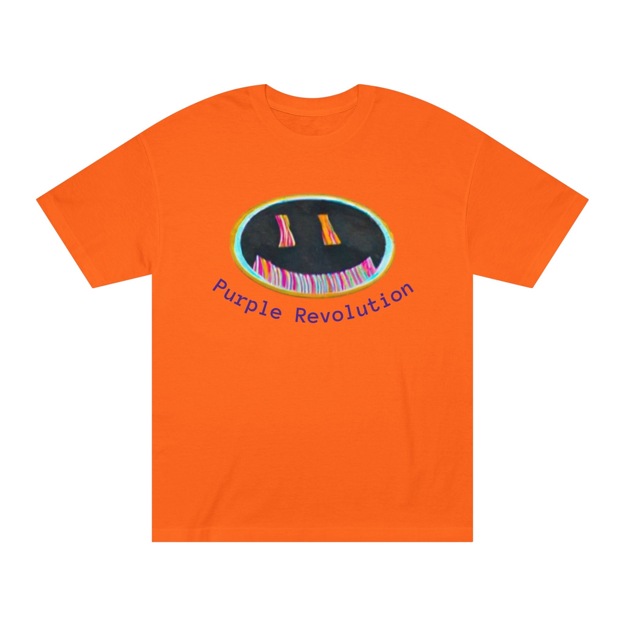 Graphic Tee — "Purple Revolution" Smiley Piano Design