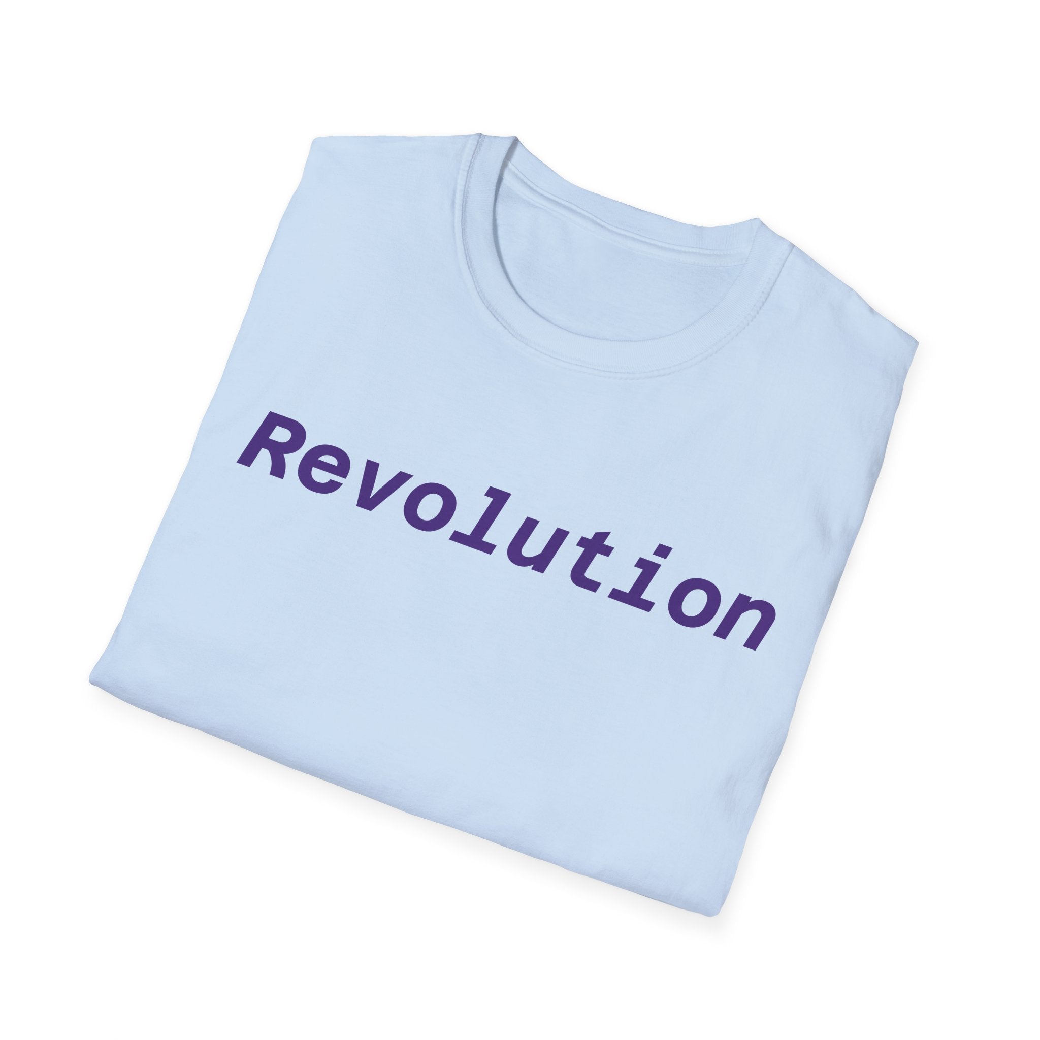 Revolution Graphic T-Shirt — Minimalist Purple Text Tee