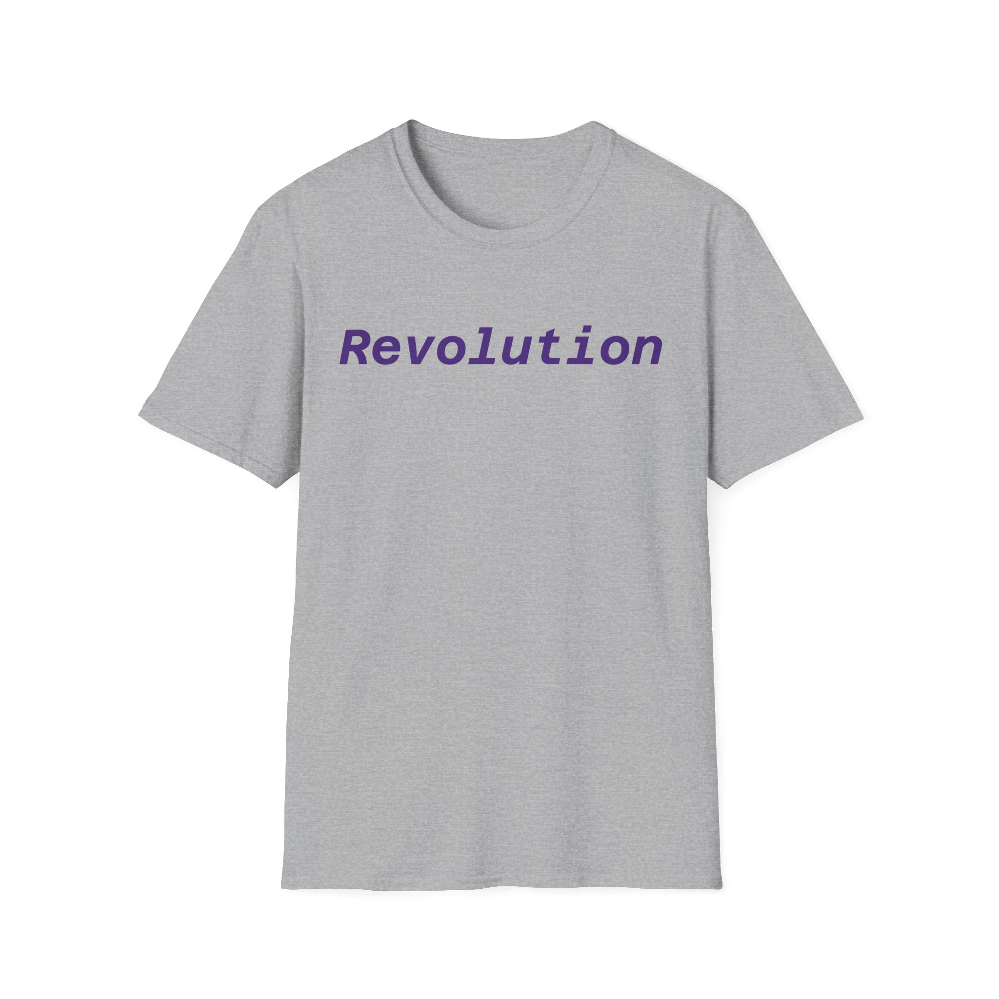 Revolution Graphic T-Shirt — Minimalist Purple Text Tee
