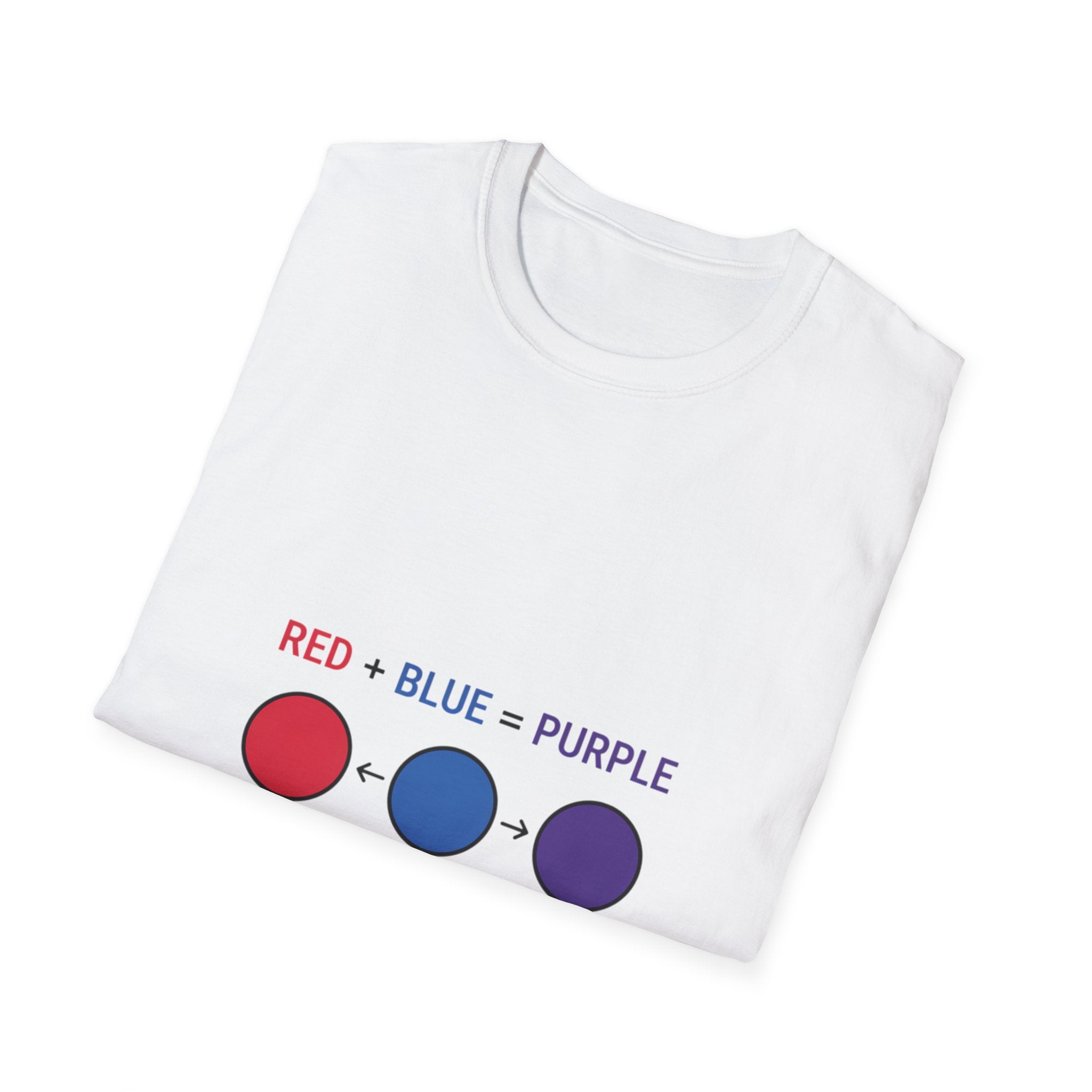 T-Shirt — "Red + Blue = Purple" Color Mixing Graphic Tee