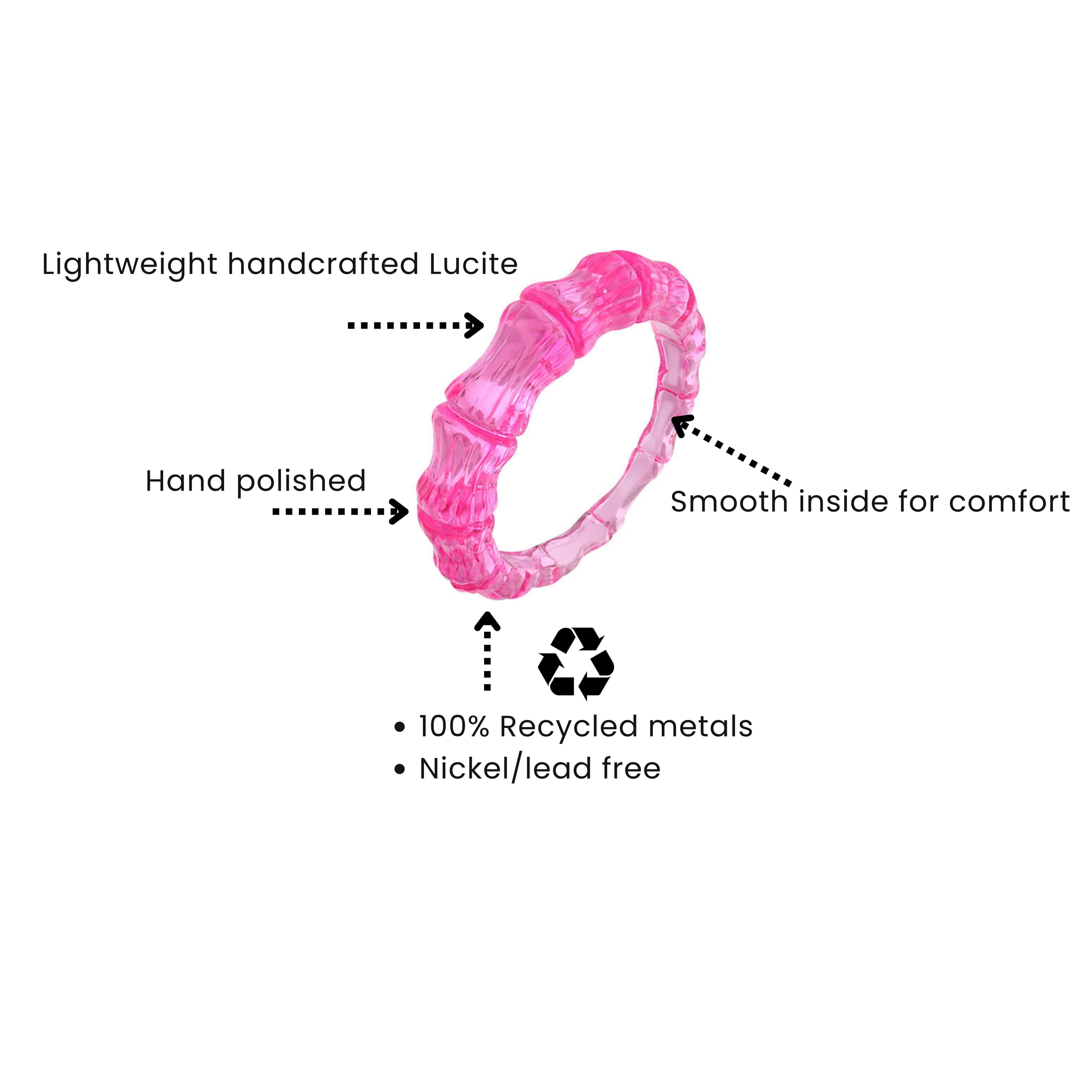 Bamboo Lucite Rings Set of 5