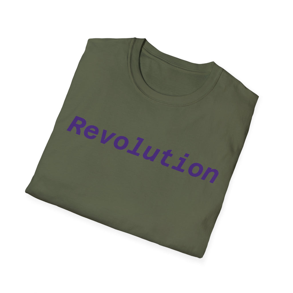 Revolution Graphic T-Shirt — Minimalist Purple Text Tee