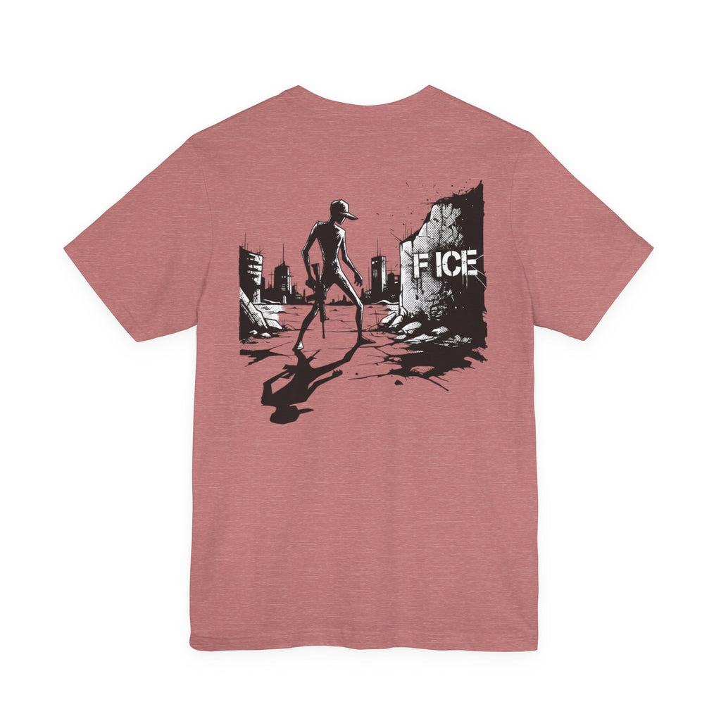 Post-Apocalyptic Streetwear Tee — 'Rabbit You' Minimal Front Logo with Dystopian Back Graphic