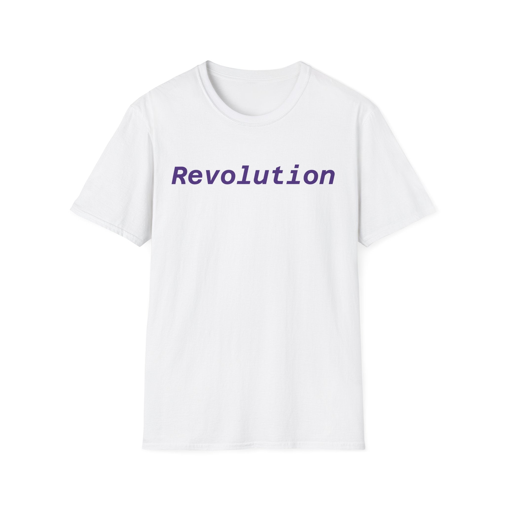 Revolution Graphic T-Shirt — Minimalist Purple Text Tee