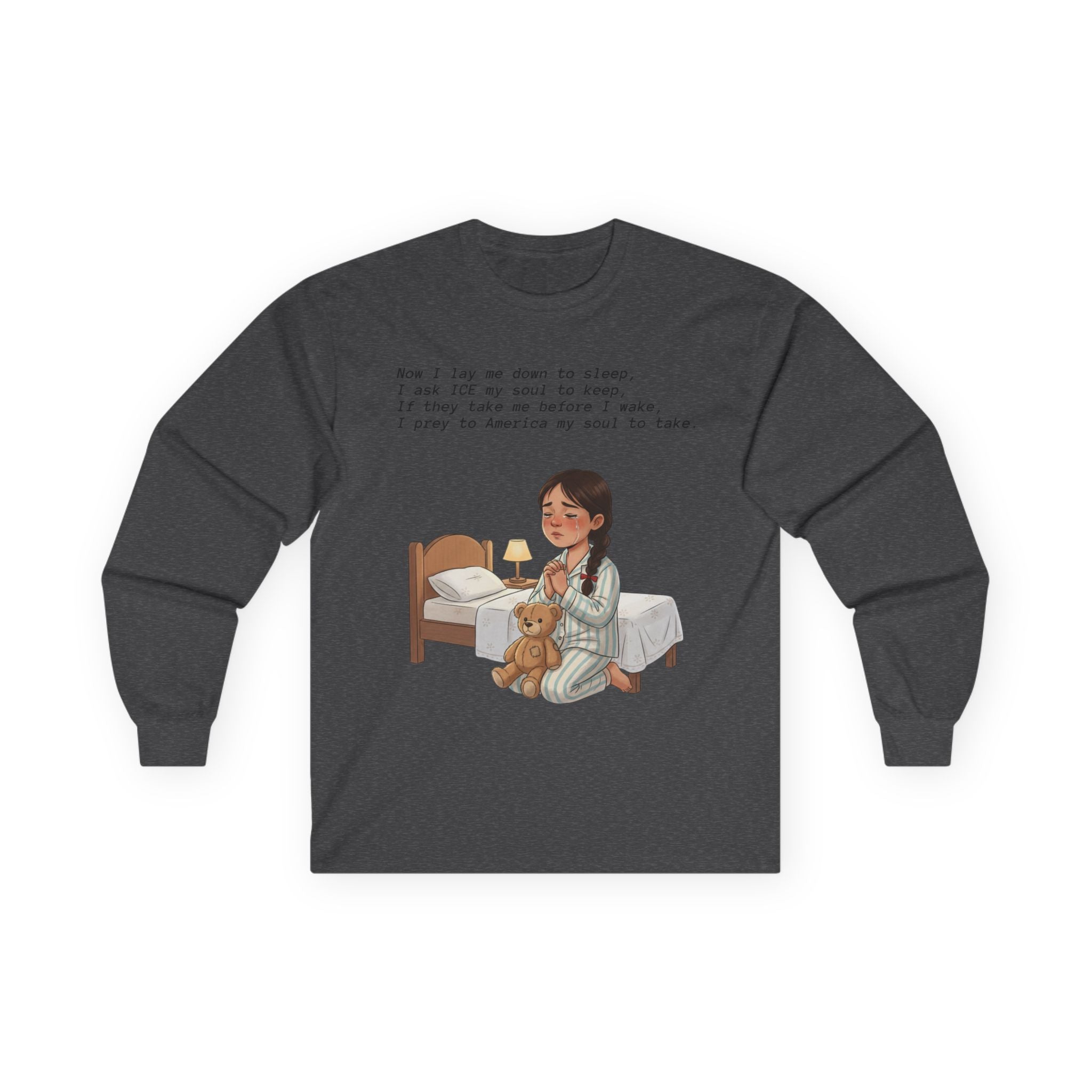 Girl Praying at Bedtime Long Sleeve Tee — 'Now I Lay Me Down to Sleep' Prayer Shirt