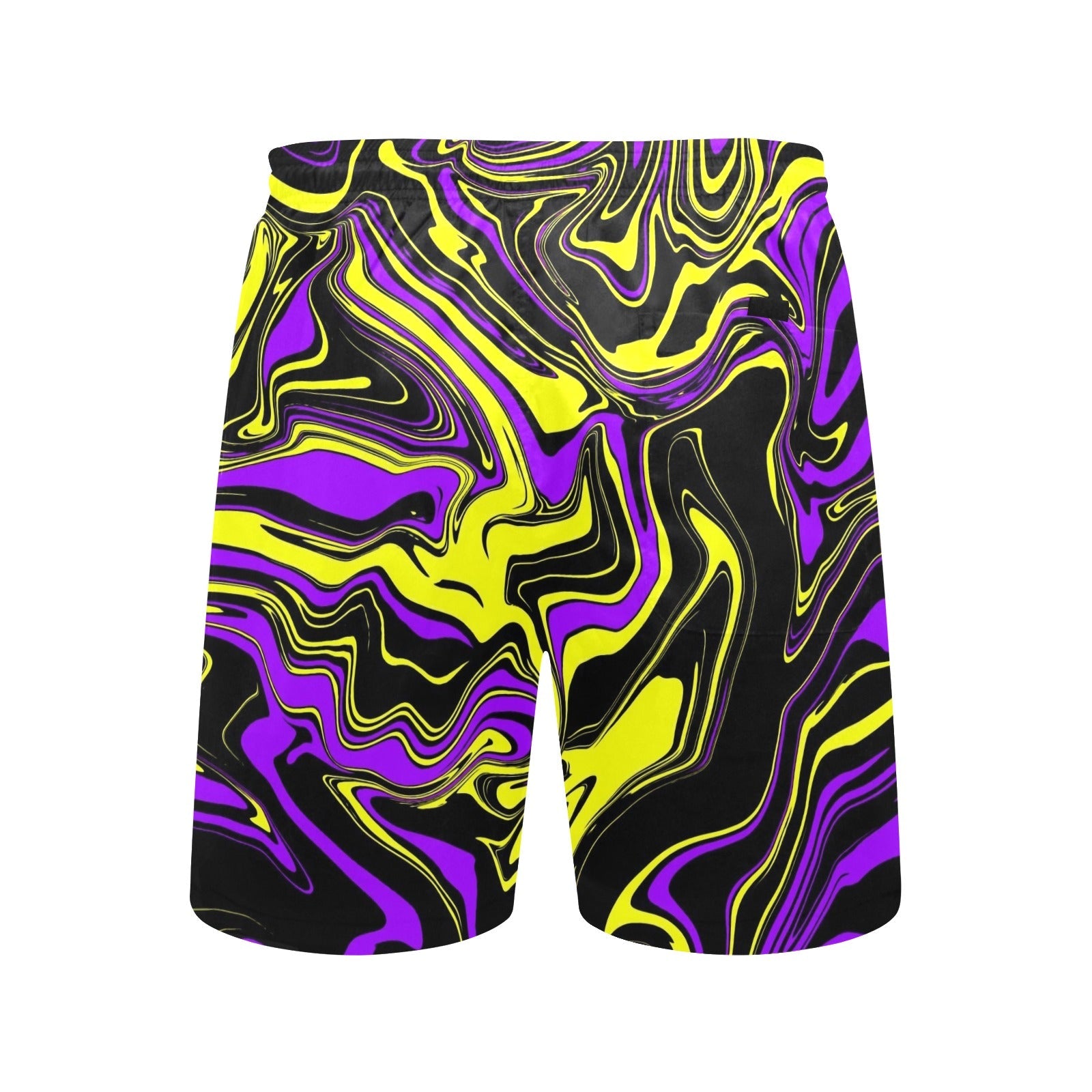 Purple Yellow and Black Psychedelic Melt Swim Shorts