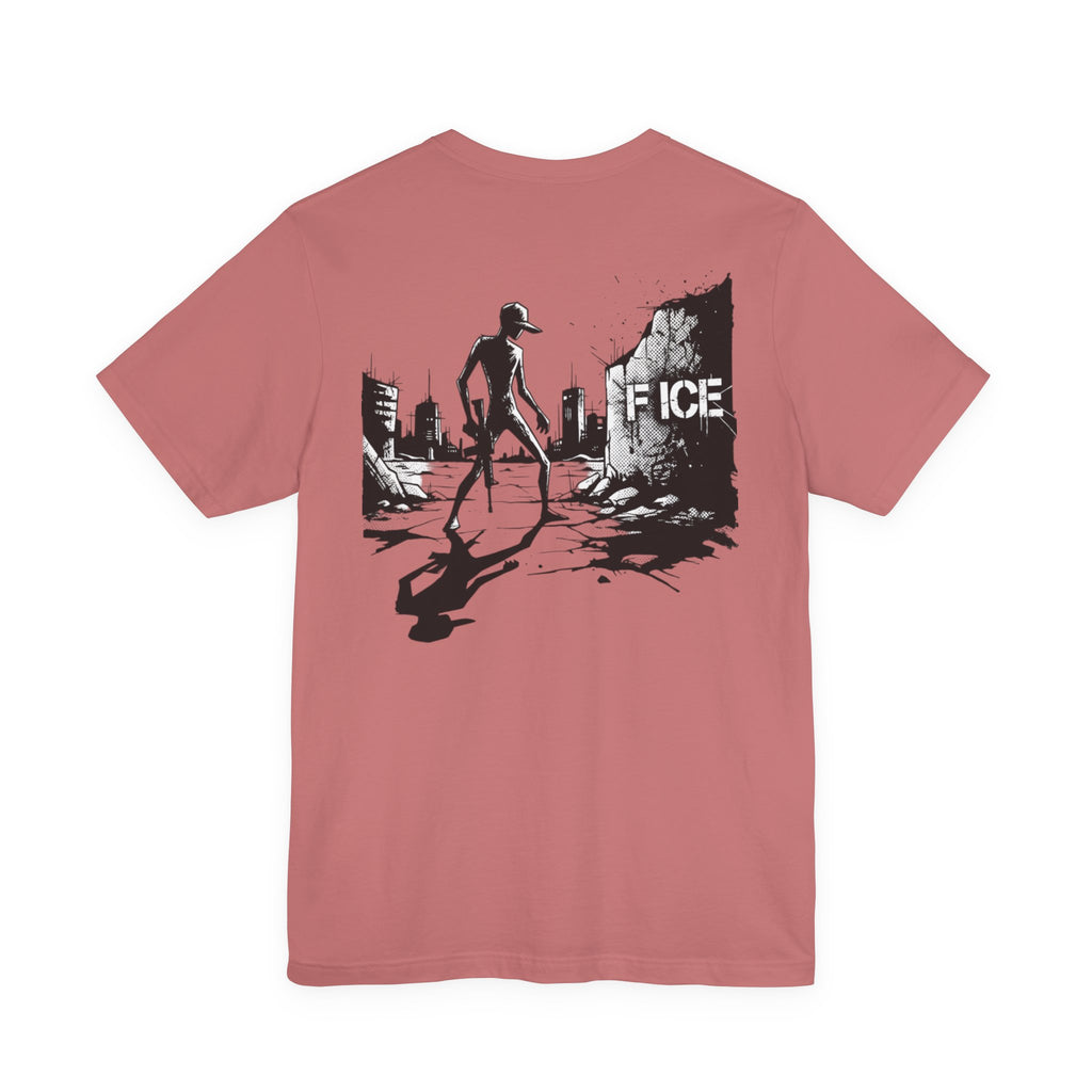 Post-Apocalyptic Streetwear Tee — 'Rabbit You' Minimal Front Logo with Dystopian Back Graphic