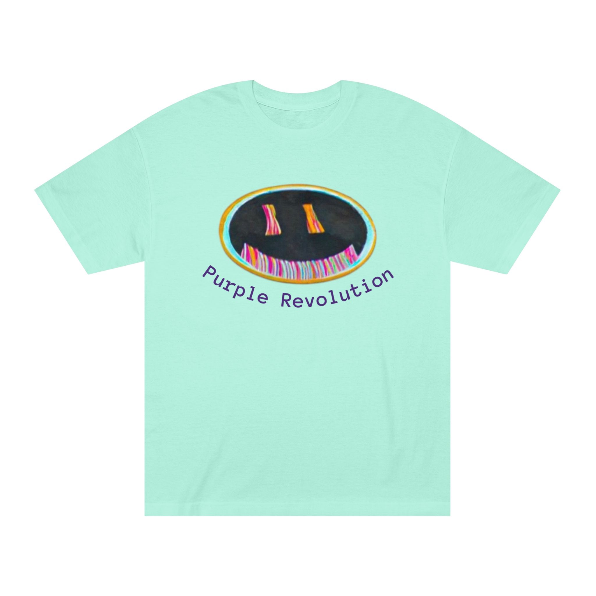 Graphic Tee — "Purple Revolution" Smiley Piano Design