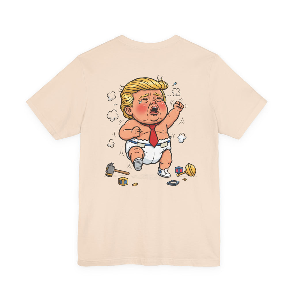 Graphic Tee — Baby Trump Tantrum Cartoon Back Print