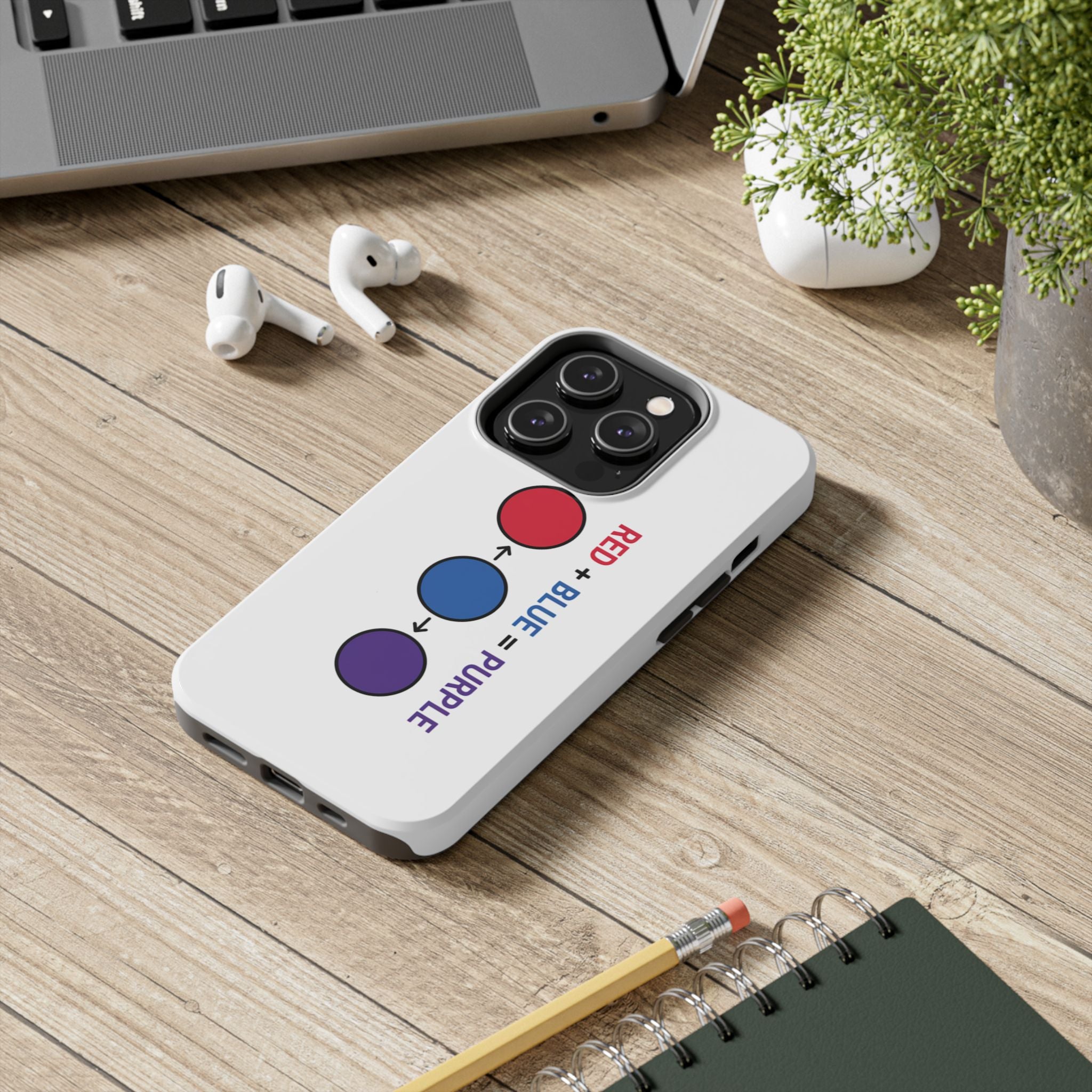 Tough Phone Case — “Red + Blue = Purple” Color Mixing Graphic