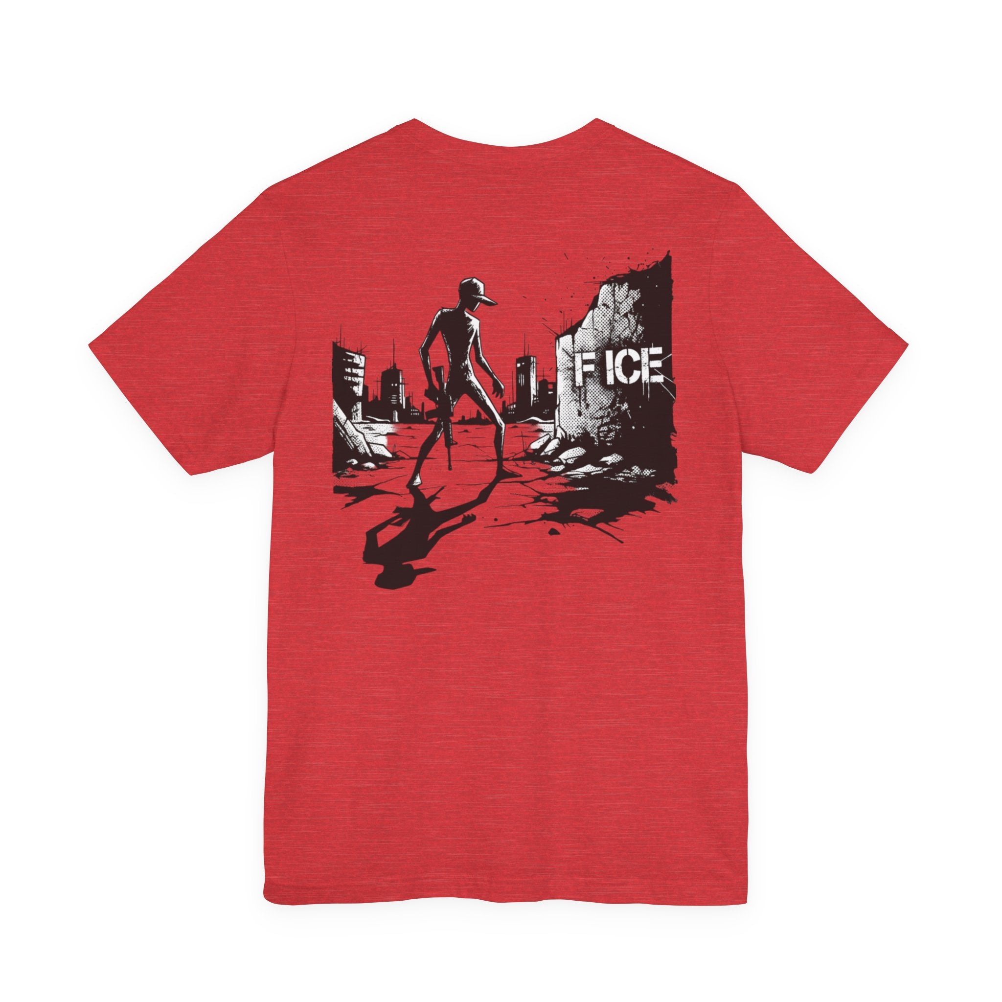 Post-Apocalyptic Streetwear Tee — 'Rabbit You' Minimal Front Logo with Dystopian Back Graphic