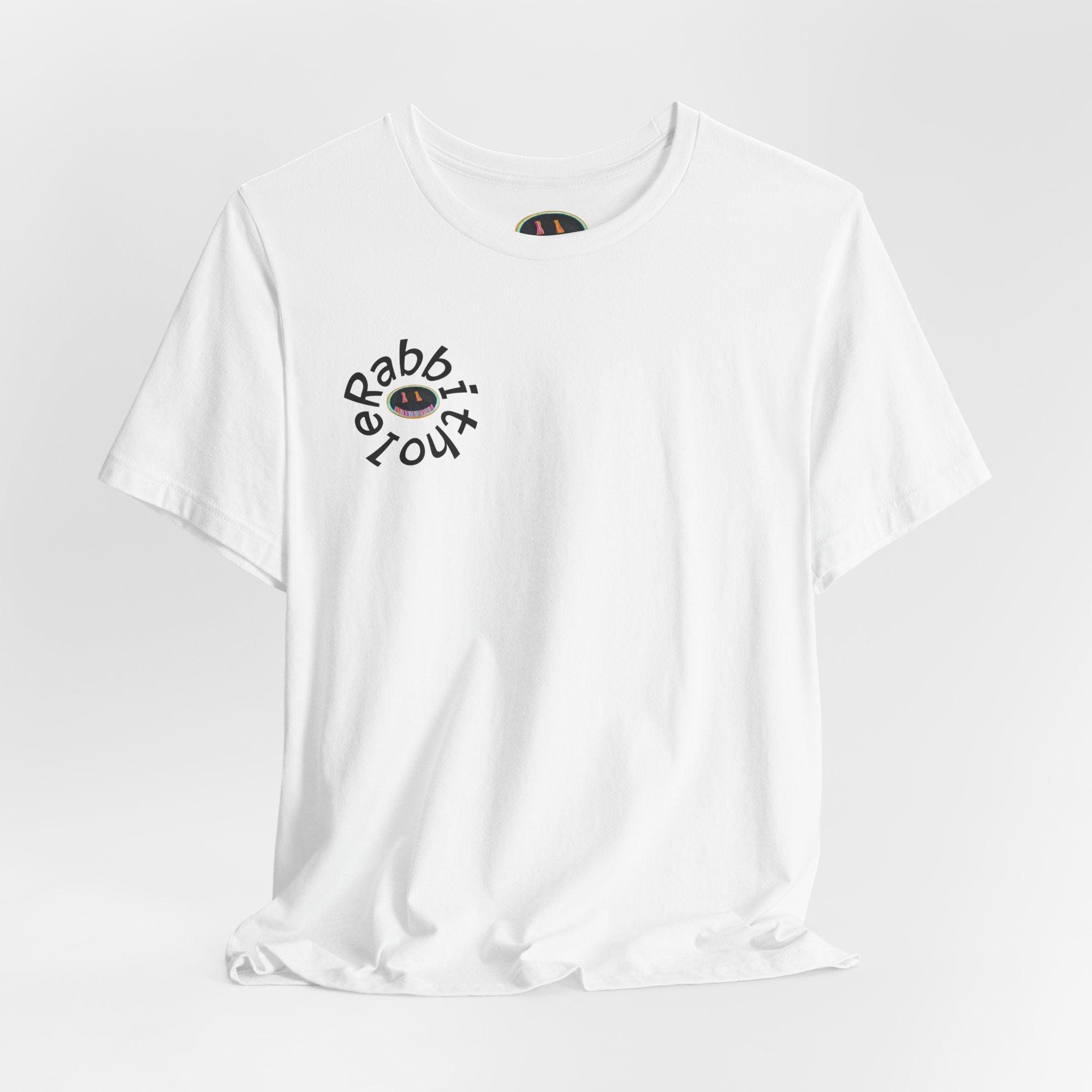 Post-Apocalyptic Streetwear Tee — 'Rabbit You' Minimal Front Logo with Dystopian Back Graphic