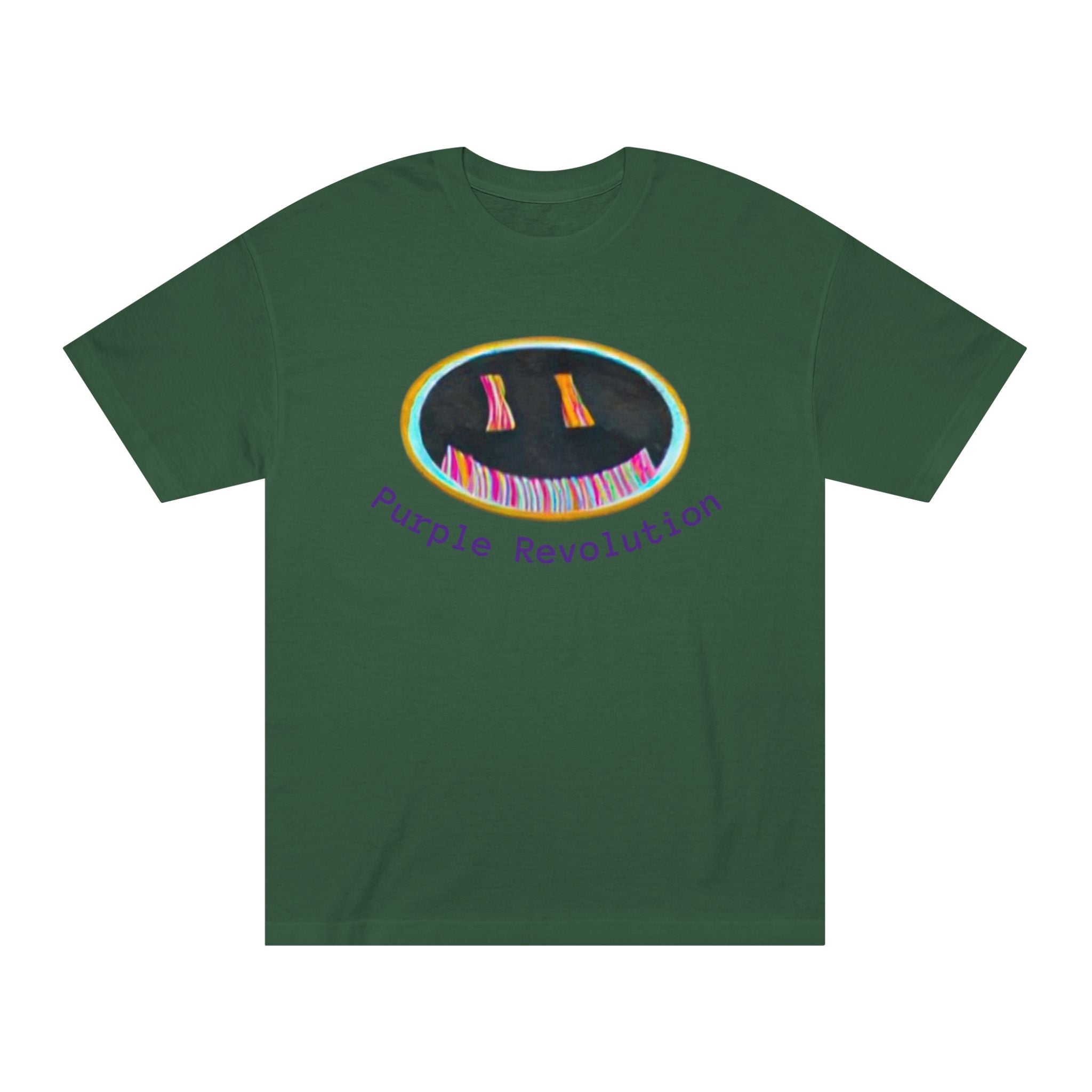 Graphic Tee — "Purple Revolution" Smiley Piano Design