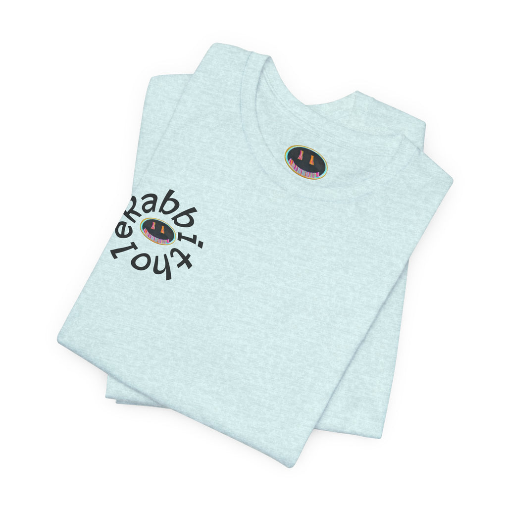 Post-Apocalyptic Streetwear Tee — 'Rabbit You' Minimal Front Logo with Dystopian Back Graphic