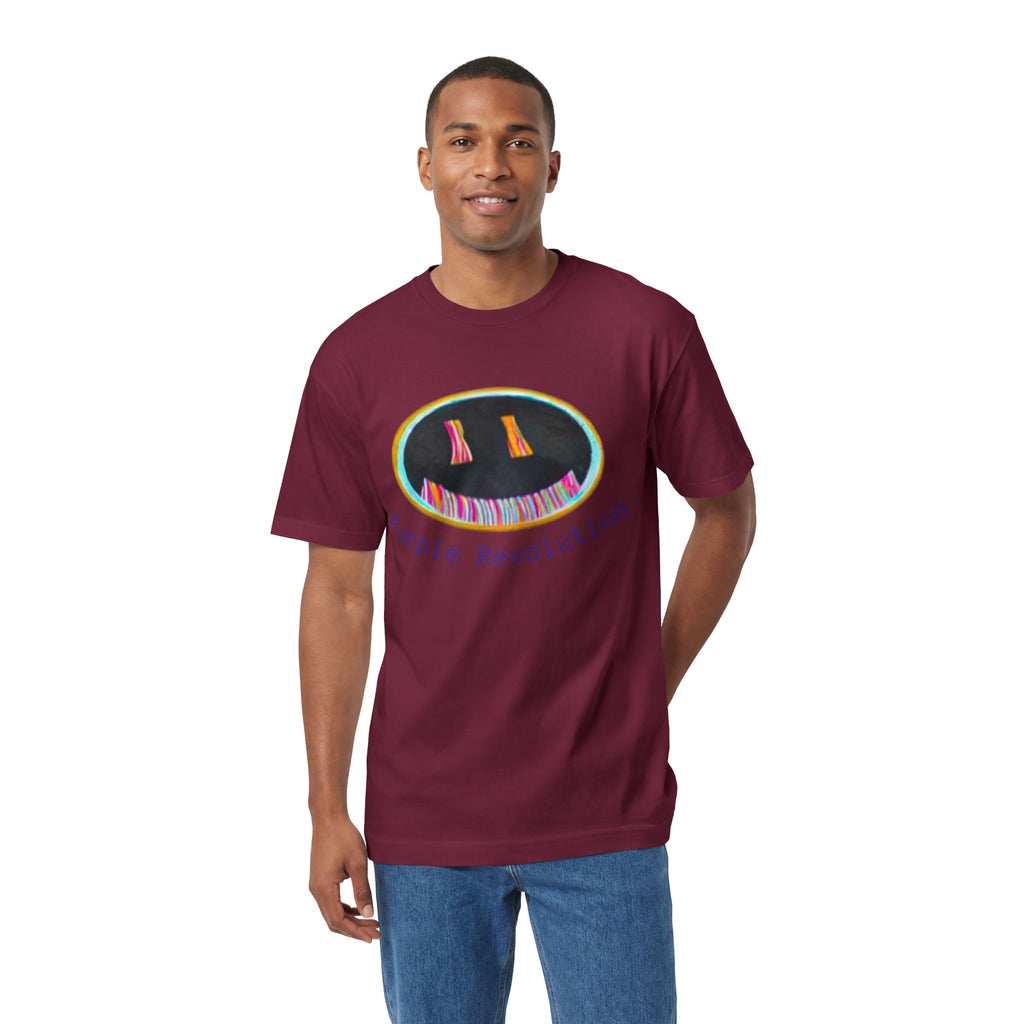 Graphic Tee — "Purple Revolution" Smiley Piano Design