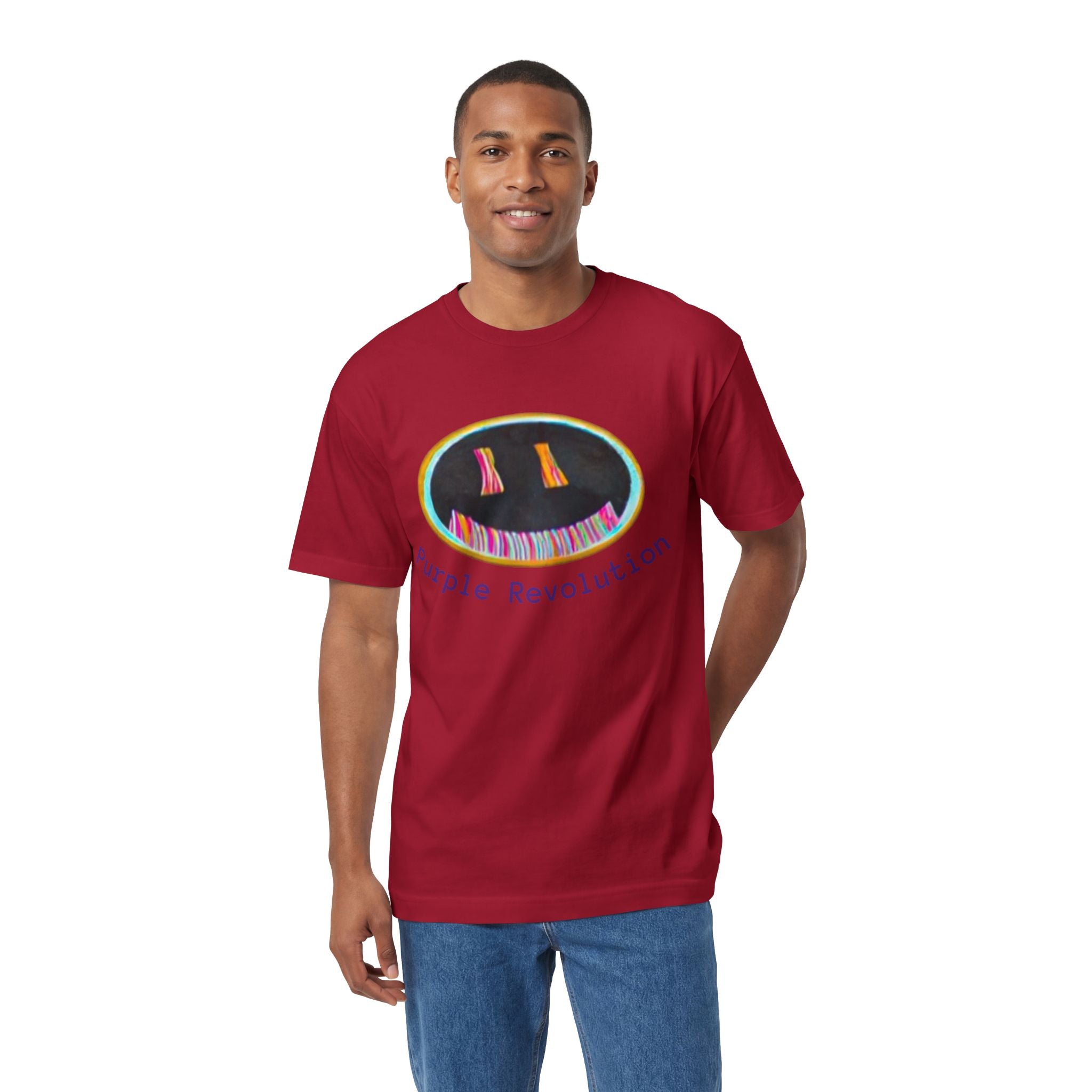 Graphic Tee — "Purple Revolution" Smiley Piano Design