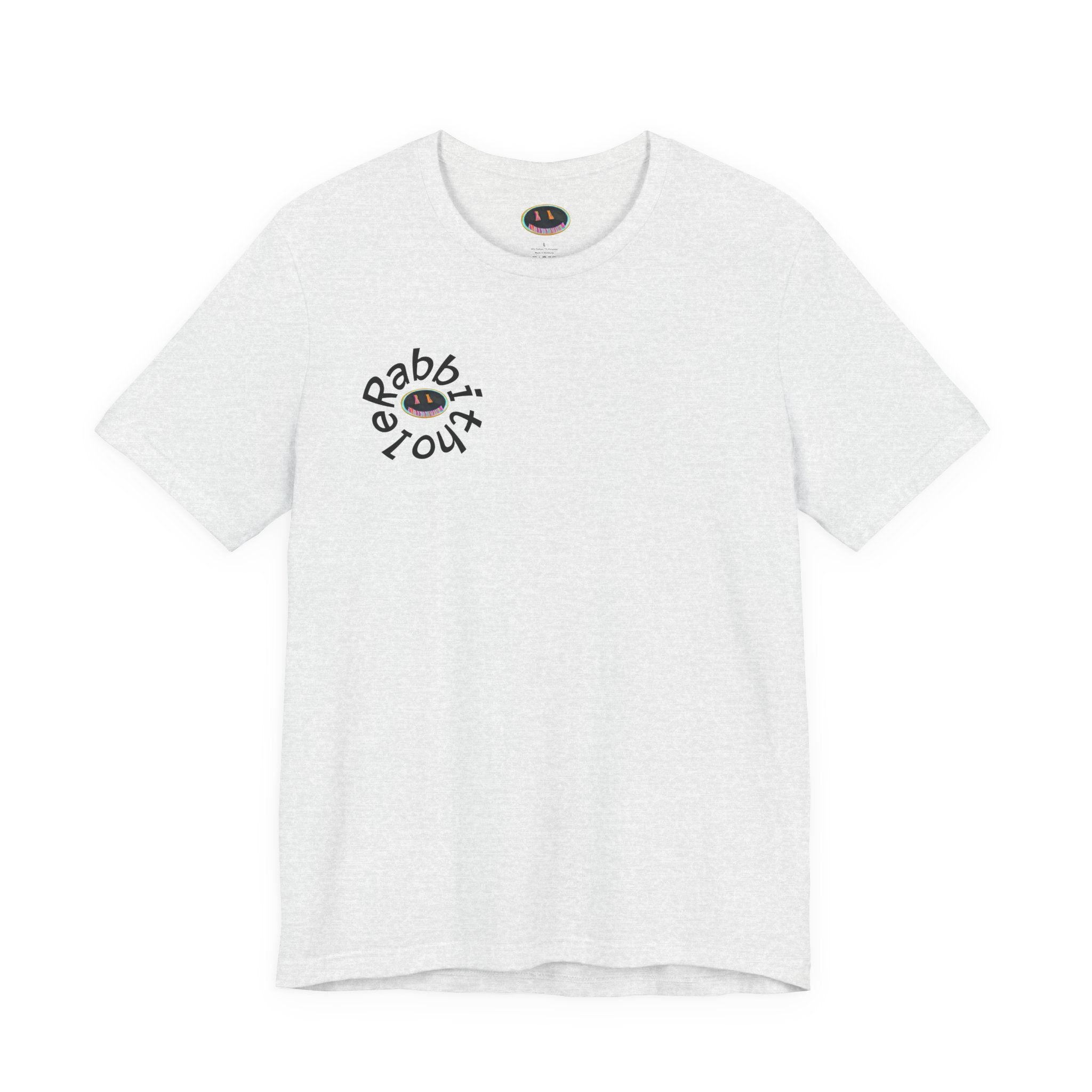 Post-Apocalyptic Streetwear Tee — 'Rabbit You' Minimal Front Logo with Dystopian Back Graphic
