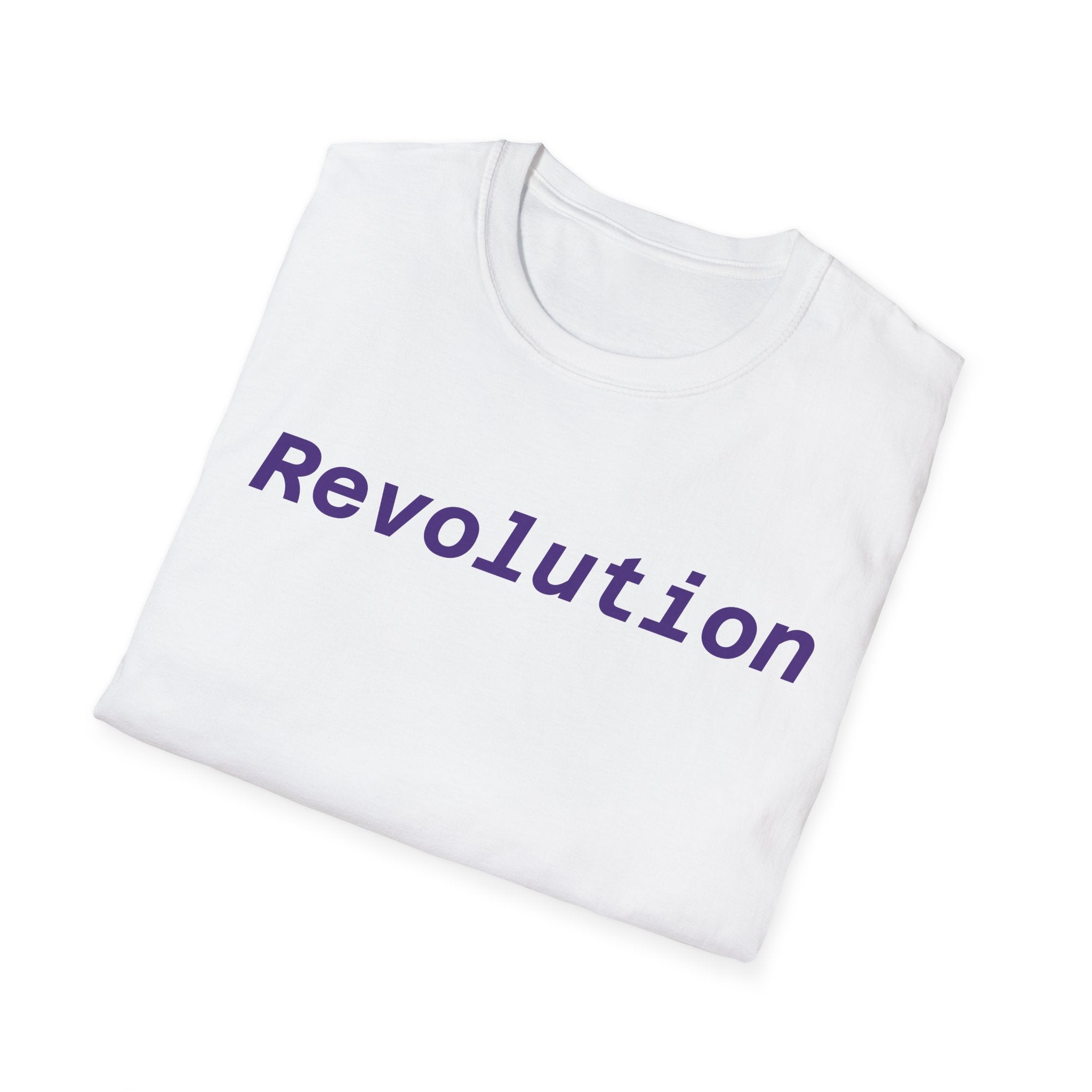 Revolution Graphic T-Shirt — Minimalist Purple Text Tee