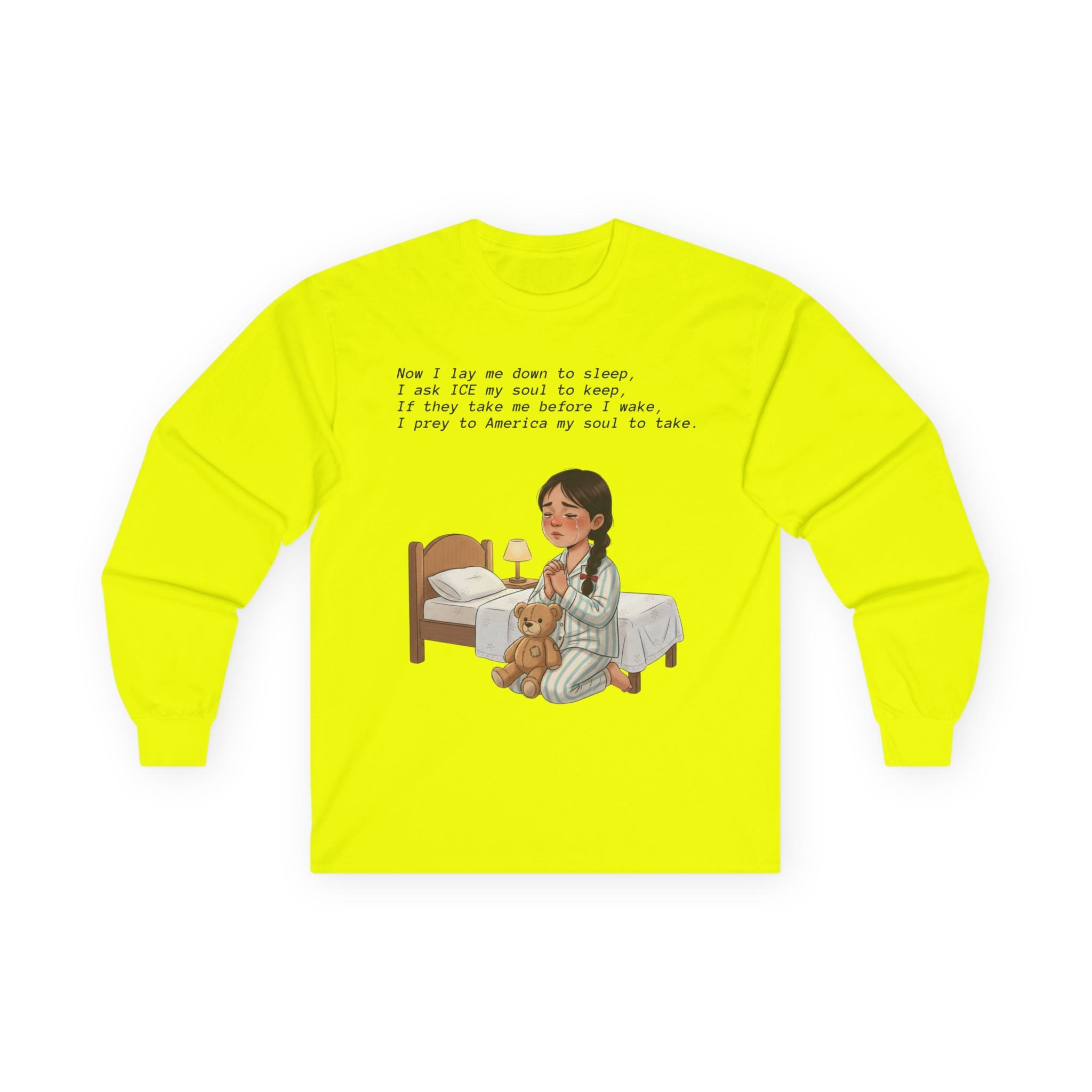 Girl Praying at Bedtime Long Sleeve Tee — 'Now I Lay Me Down to Sleep' Prayer Shirt