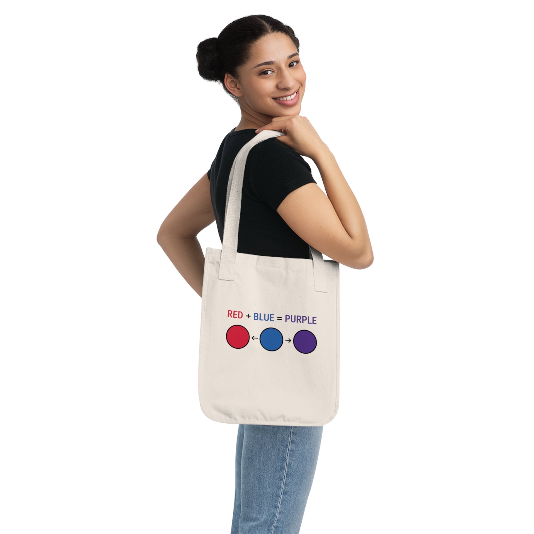 Canvas Tote Bag — 'Red + Blue = Purple' Color Theory Graphic Eco Tote