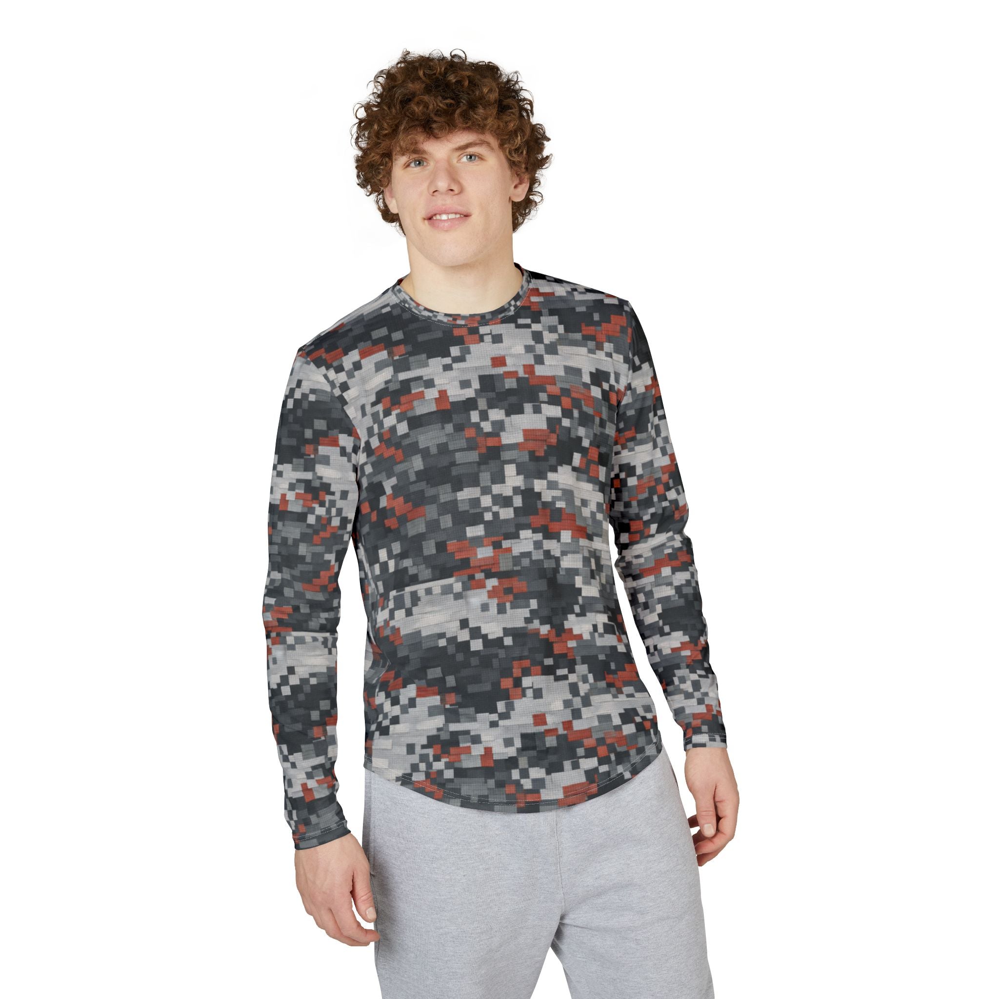 Men's Pixel Camo UV Long Sleeve Shirt — Sun Protection Fishing & Outdoor Top