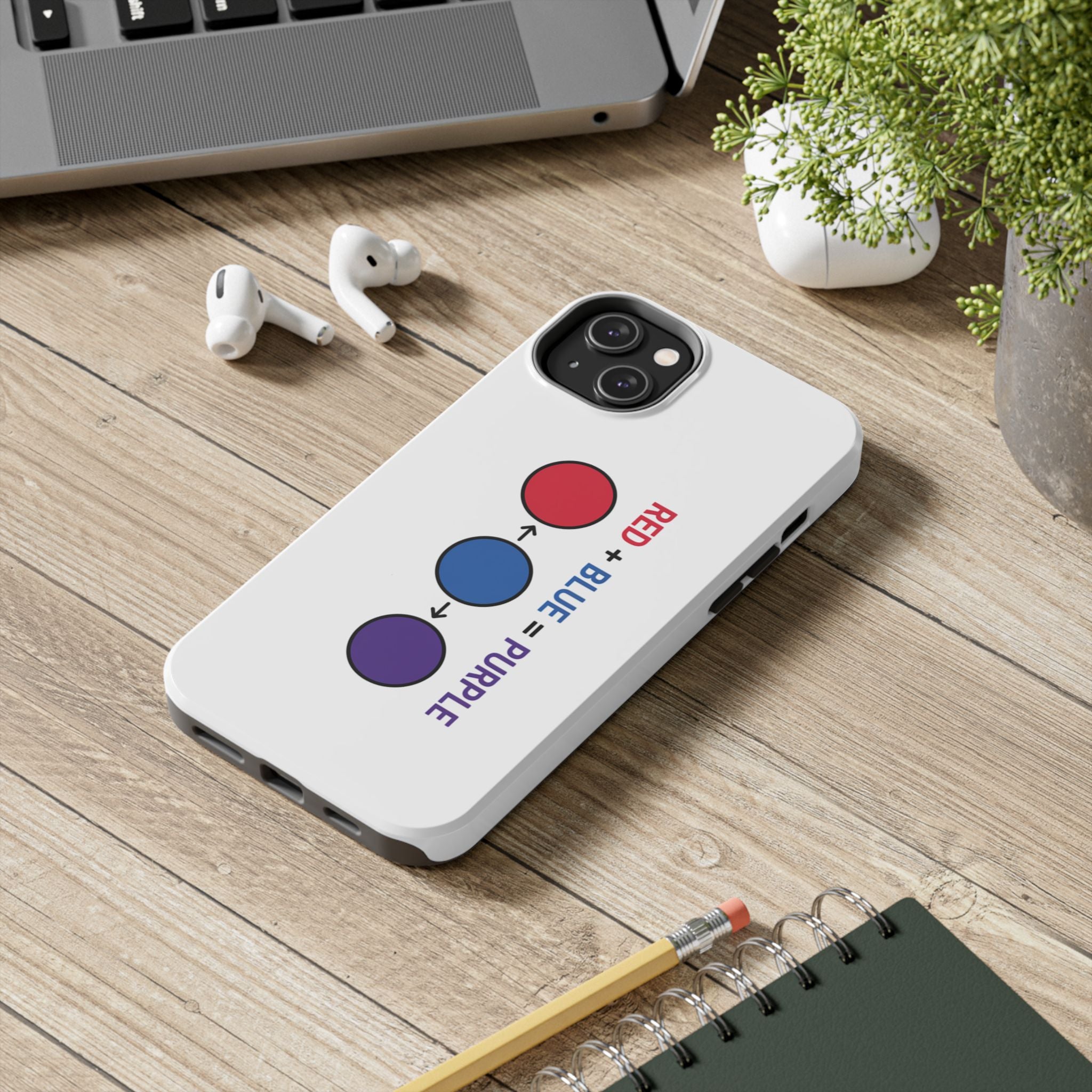 Tough Phone Case — “Red + Blue = Purple” Color Mixing Graphic
