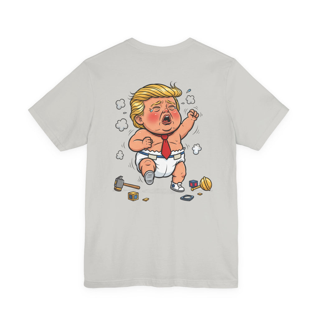 Graphic Tee — Baby Trump Tantrum Cartoon Back Print