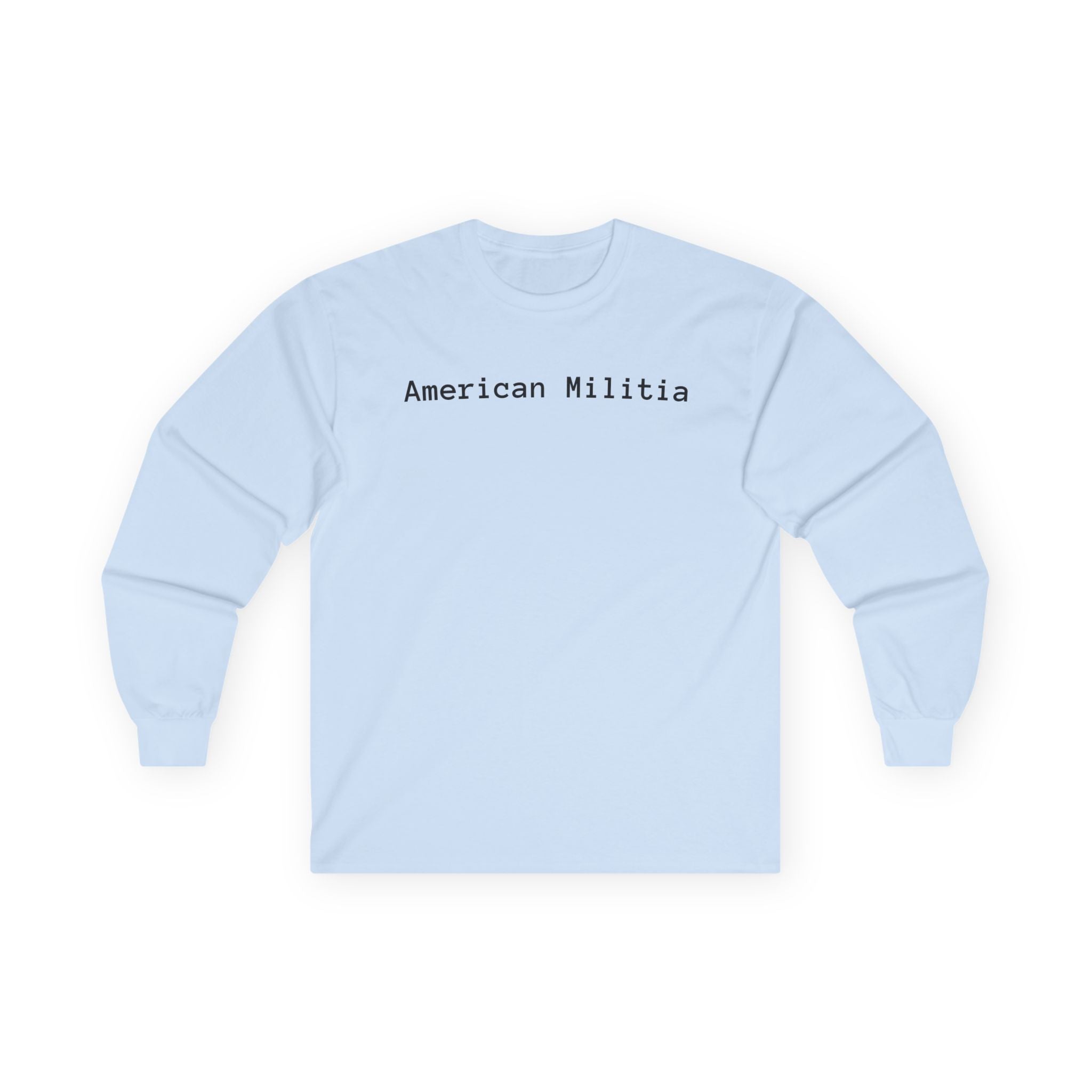 American Militia Long Sleeve Tee — Post‑Apocalyptic Silhouette Graphic