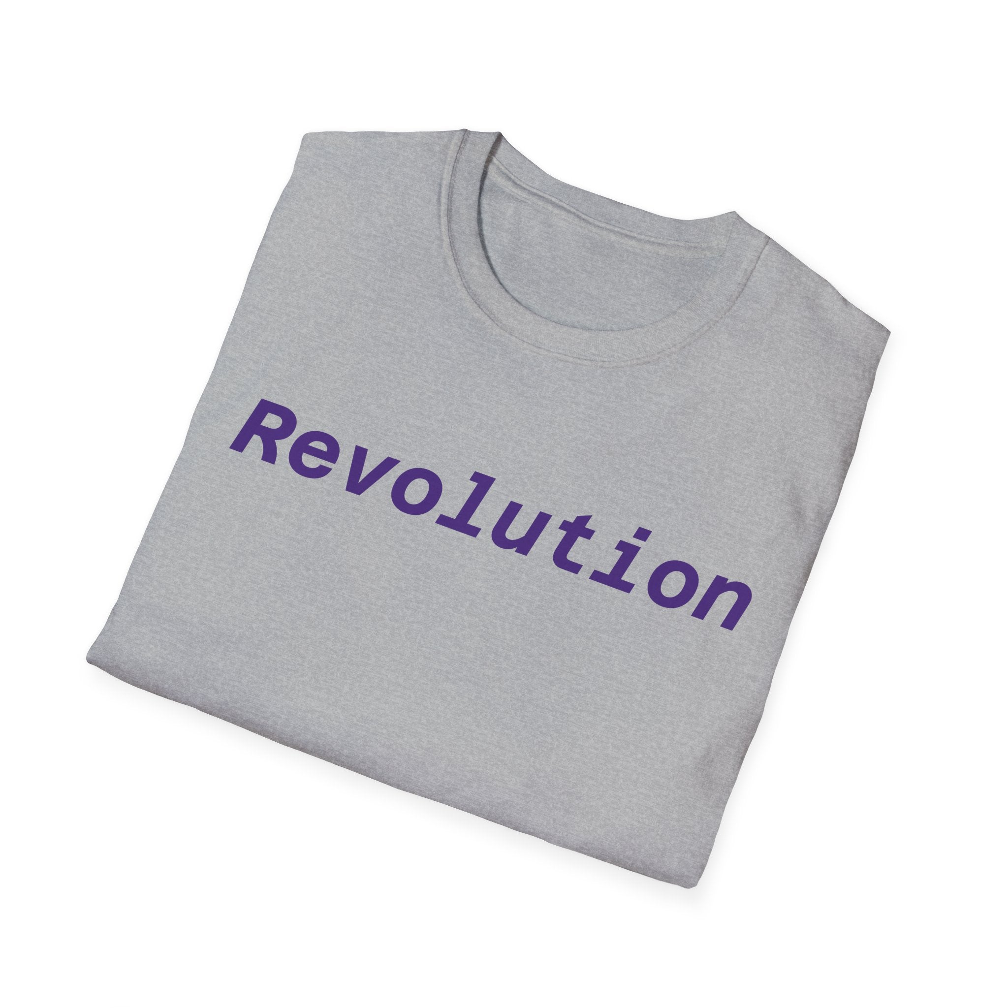 Revolution Graphic T-Shirt — Minimalist Purple Text Tee