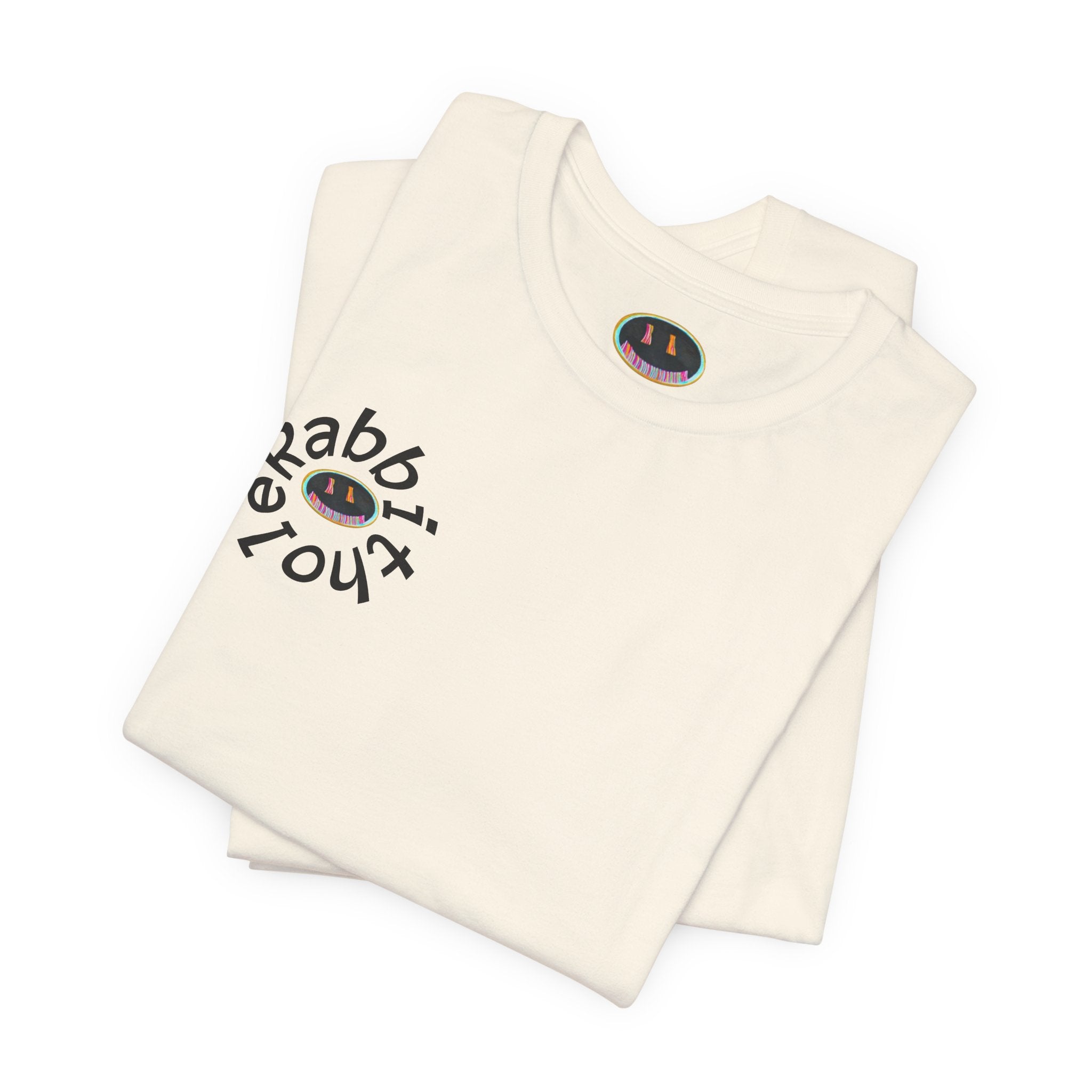 Post-Apocalyptic Streetwear Tee — 'Rabbit You' Minimal Front Logo with Dystopian Back Graphic