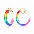 Rainbow Tie Dye Lucite Hoops