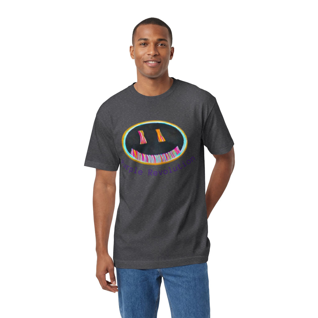 Graphic Tee — "Purple Revolution" Smiley Piano Design