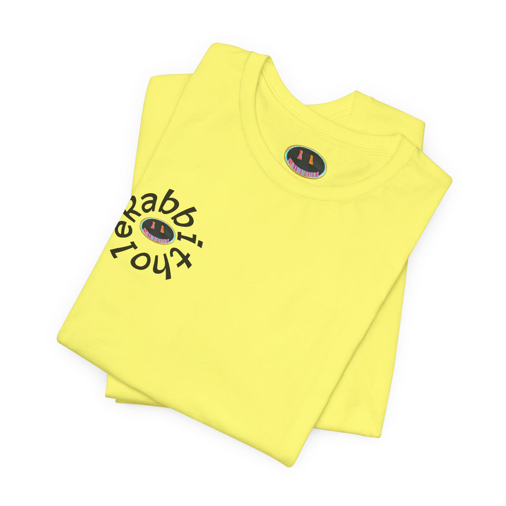 Post-Apocalyptic Streetwear Tee — 'Rabbit You' Minimal Front Logo with Dystopian Back Graphic