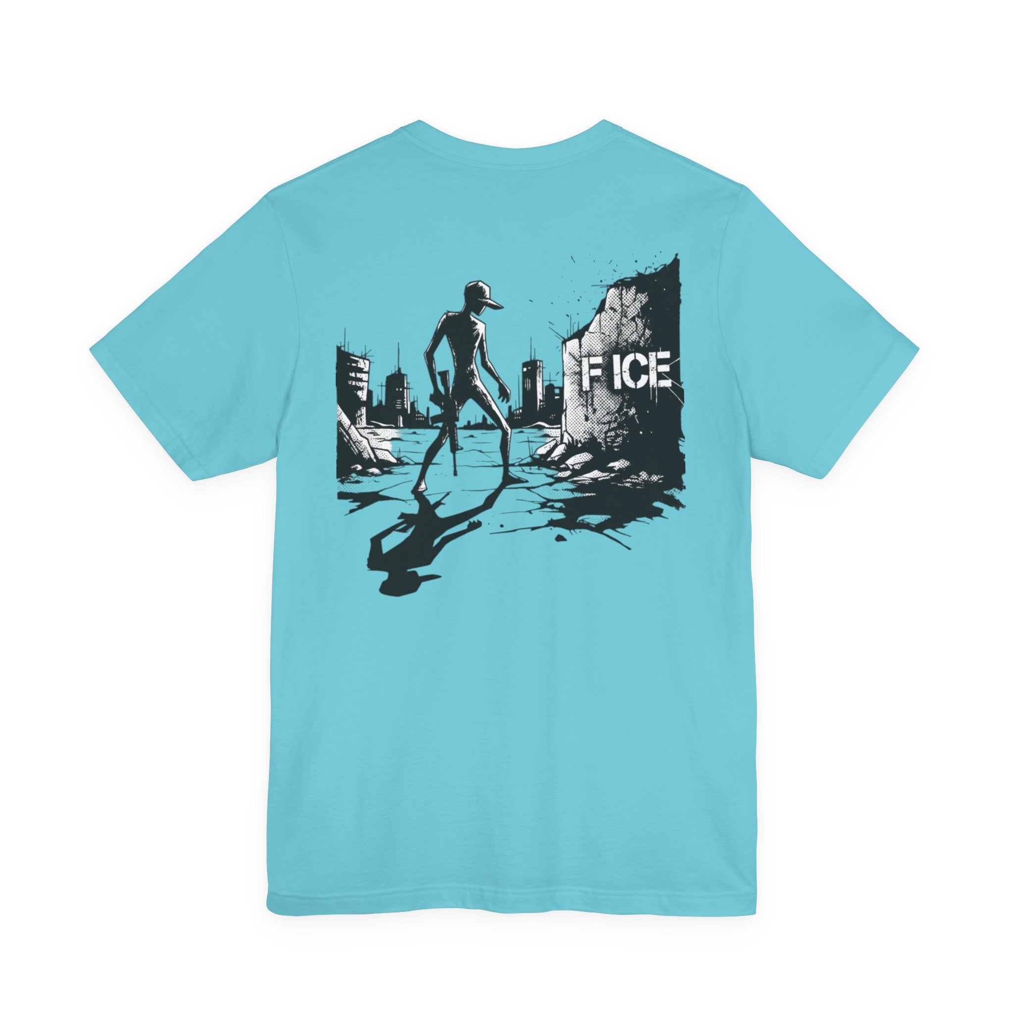 Post-Apocalyptic Streetwear Tee — 'Rabbit You' Minimal Front Logo with Dystopian Back Graphic