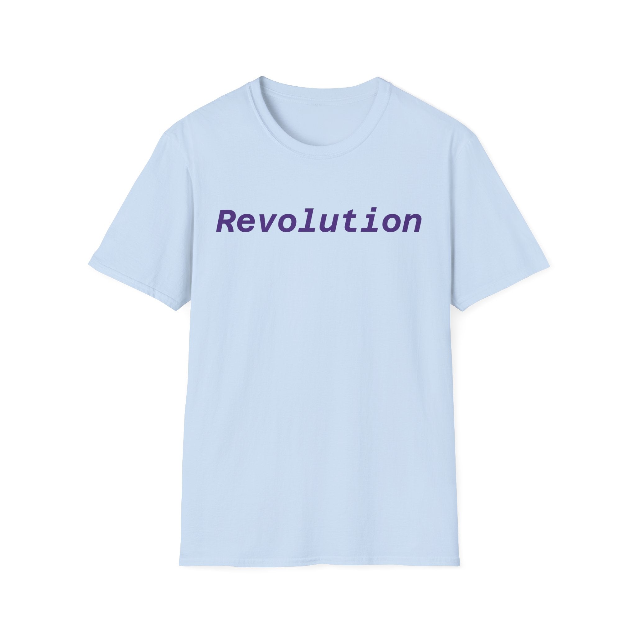 Revolution Graphic T-Shirt — Minimalist Purple Text Tee