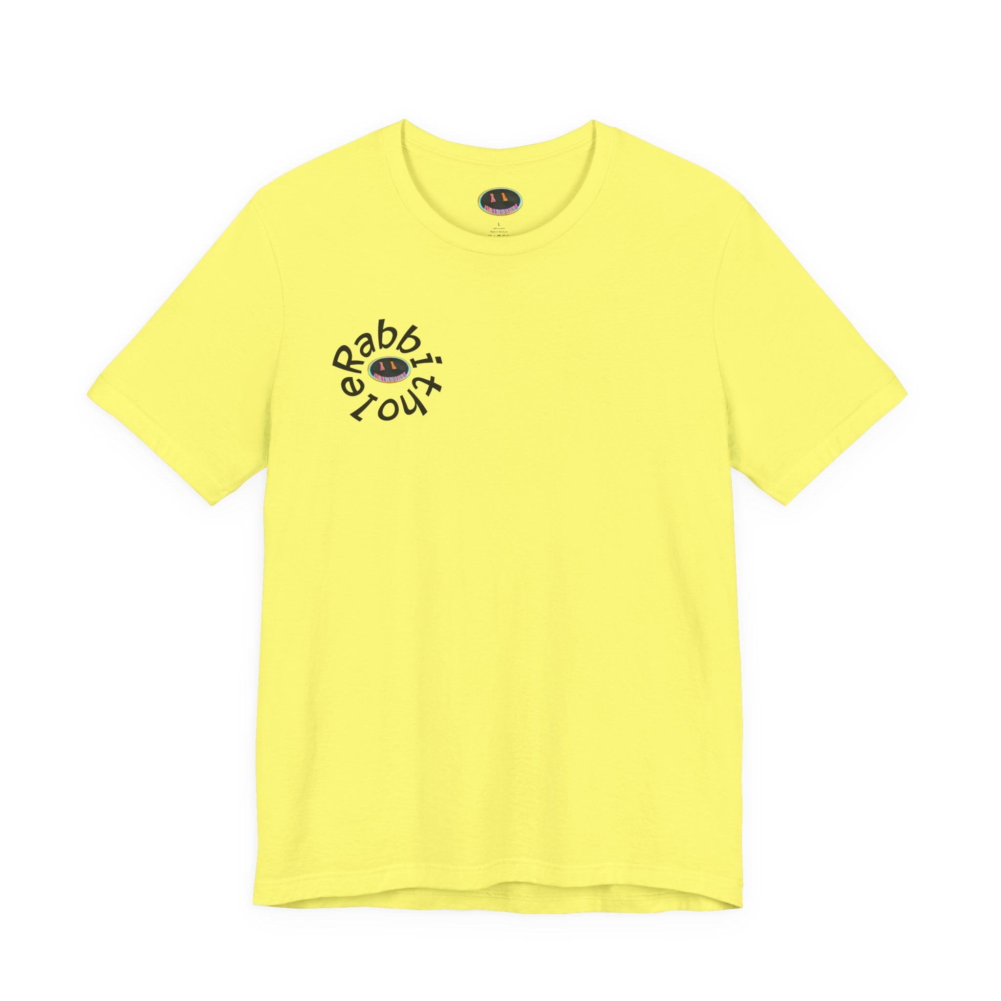 Post-Apocalyptic Streetwear Tee — 'Rabbit You' Minimal Front Logo with Dystopian Back Graphic