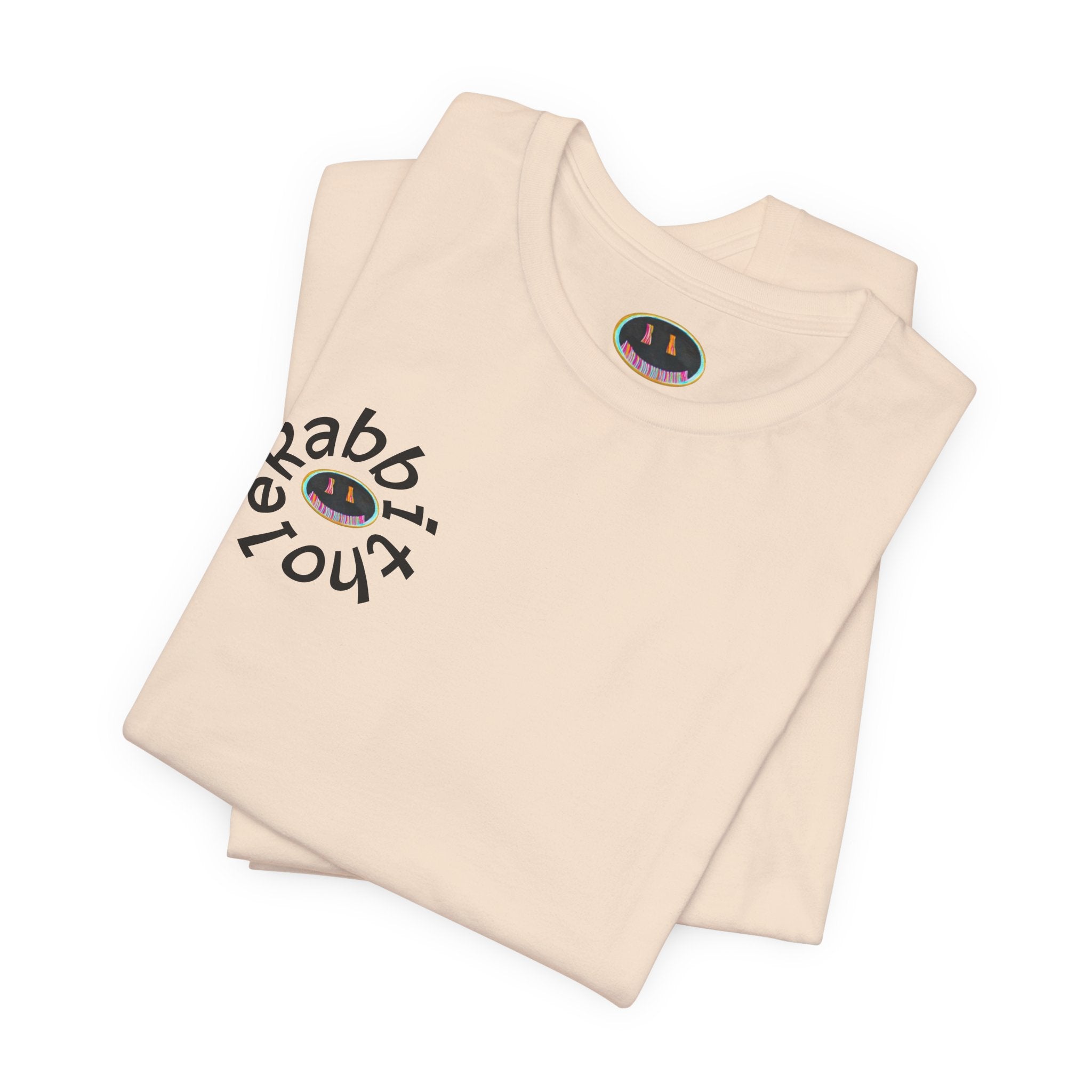 Post-Apocalyptic Streetwear Tee — 'Rabbit You' Minimal Front Logo with Dystopian Back Graphic